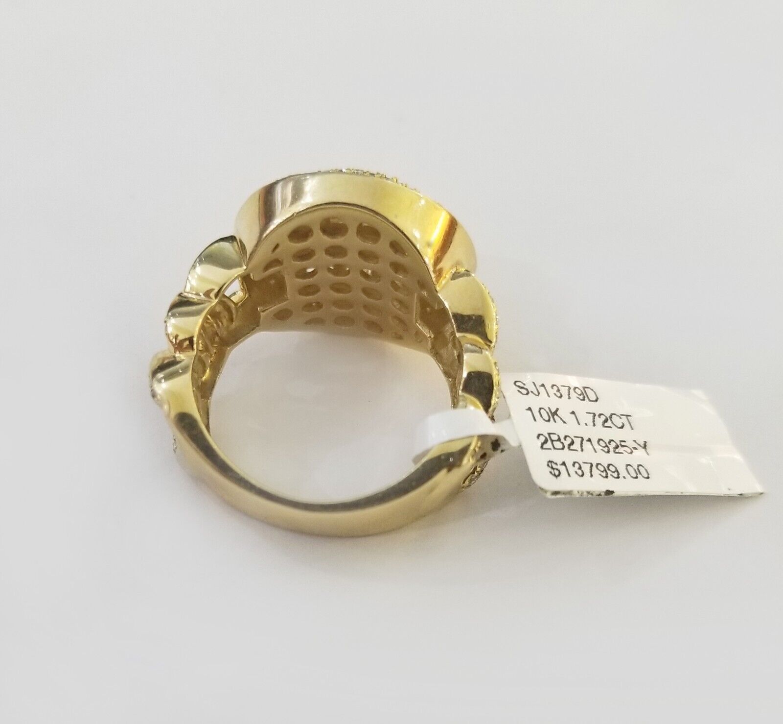 Real 10k Yellow Gold Mens Real Baguette diamond Circular Ring 1.72CT Mens - GoldenlinQ