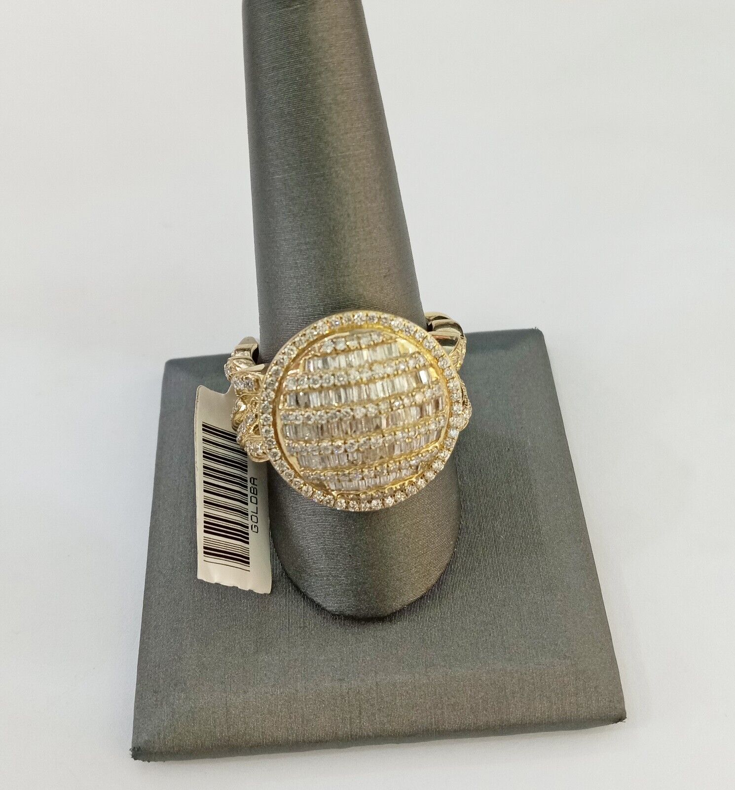 Real 10k Yellow Gold Mens Real Baguette diamond Circular Ring 1.72CT Mens - GoldenlinQ