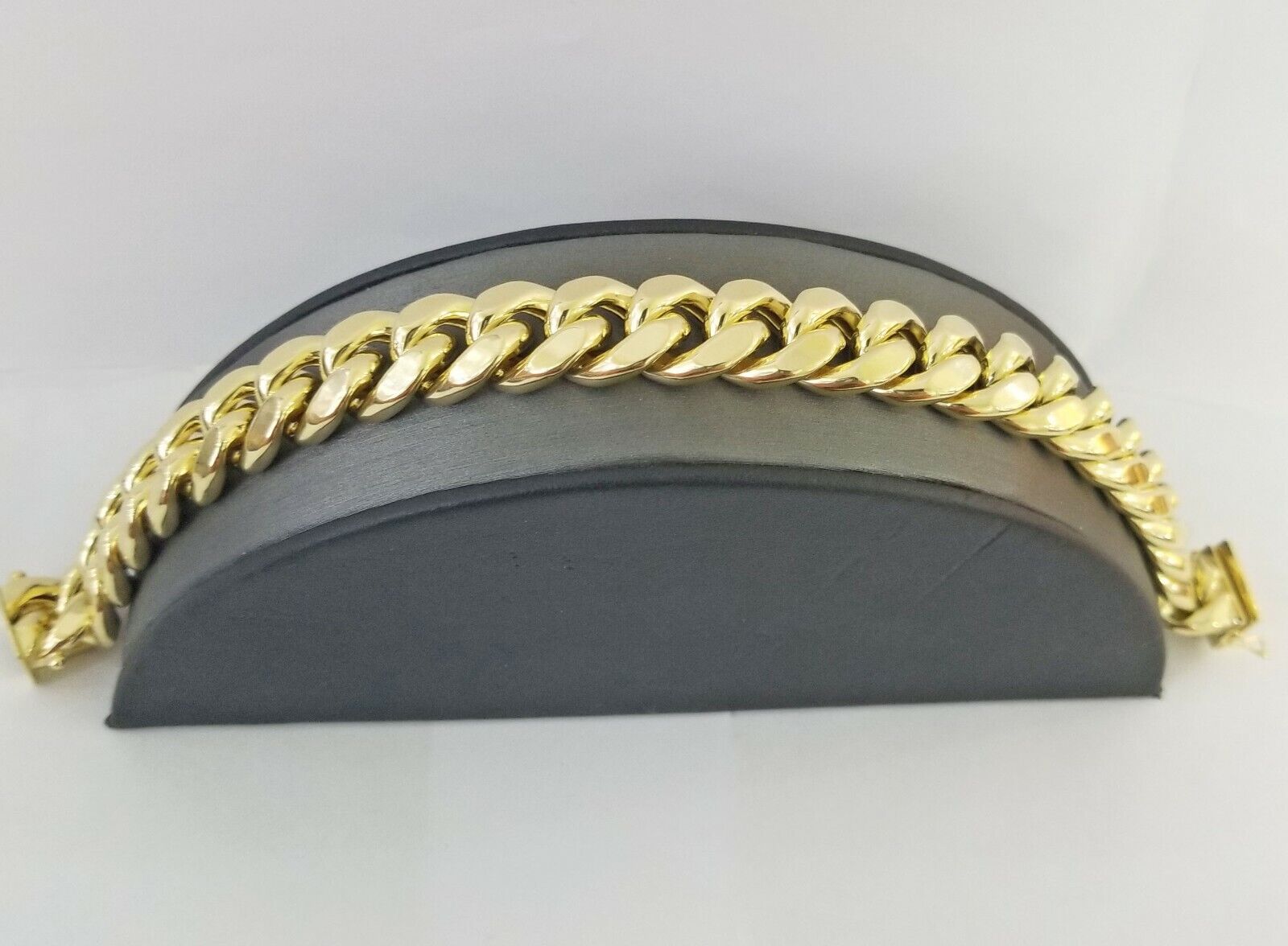 Real 10K Yellow Gold Miami Cuban Bracelet 9 Inch 15mm,box lock thick - GoldenlinQ
