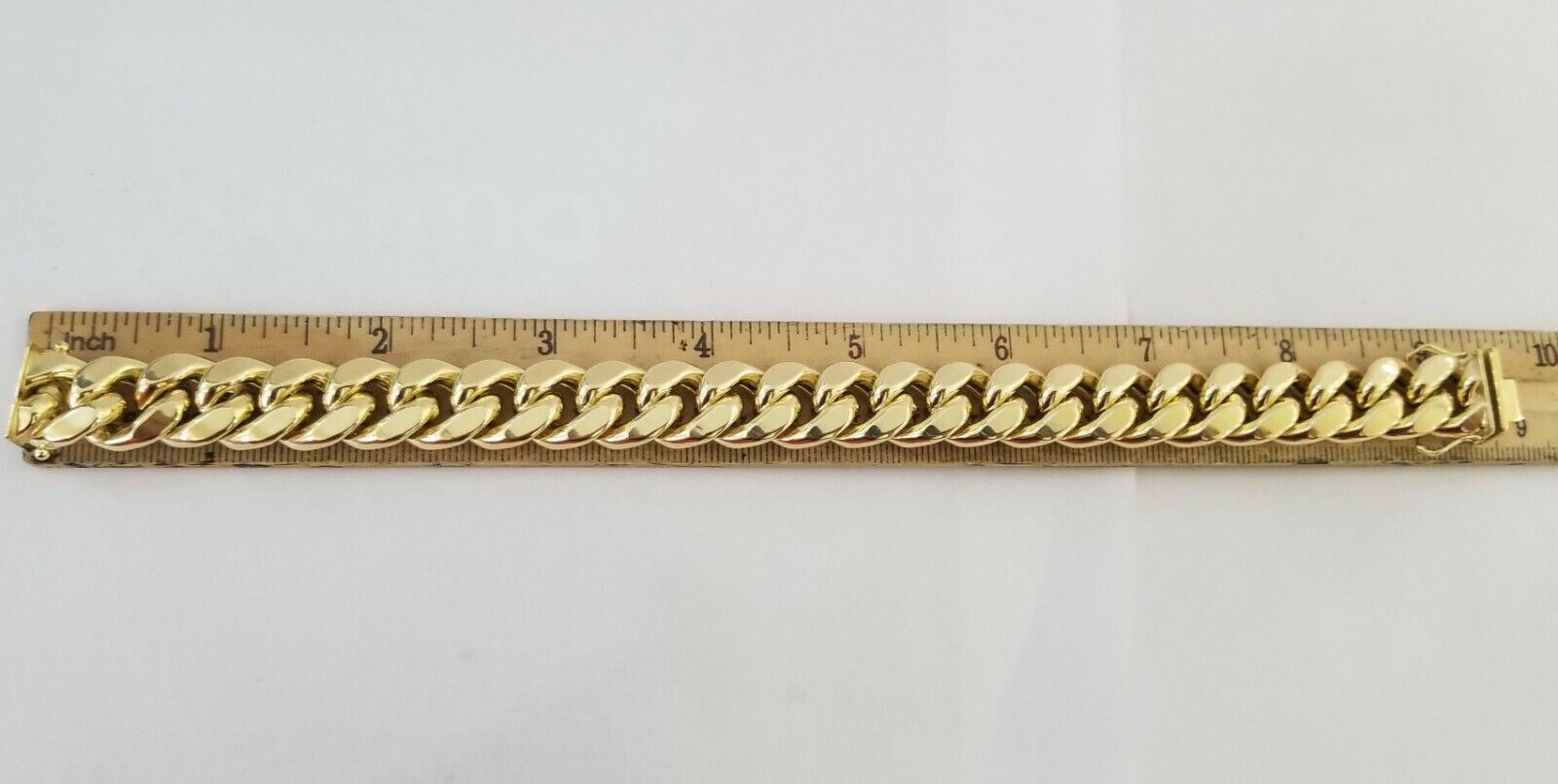Real 10K Yellow Gold Miami Cuban Bracelet 9 Inch 15mm,box lock thick - GoldenlinQ