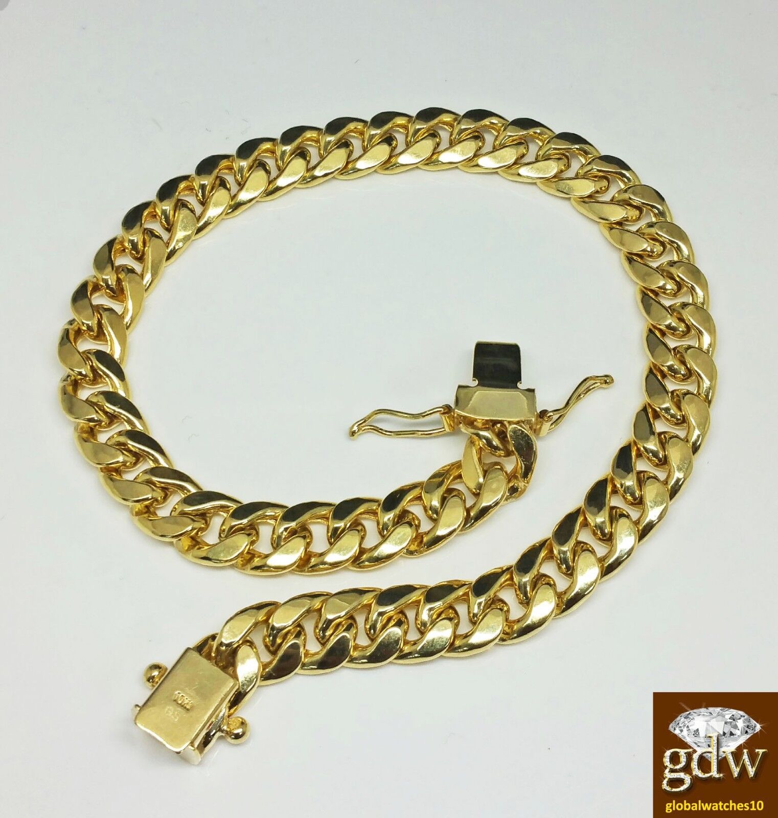Real 10k yellow Gold Miami Cuban Bracelet 9" Inch 7mm Box Lock Unisex - GoldenlinQ