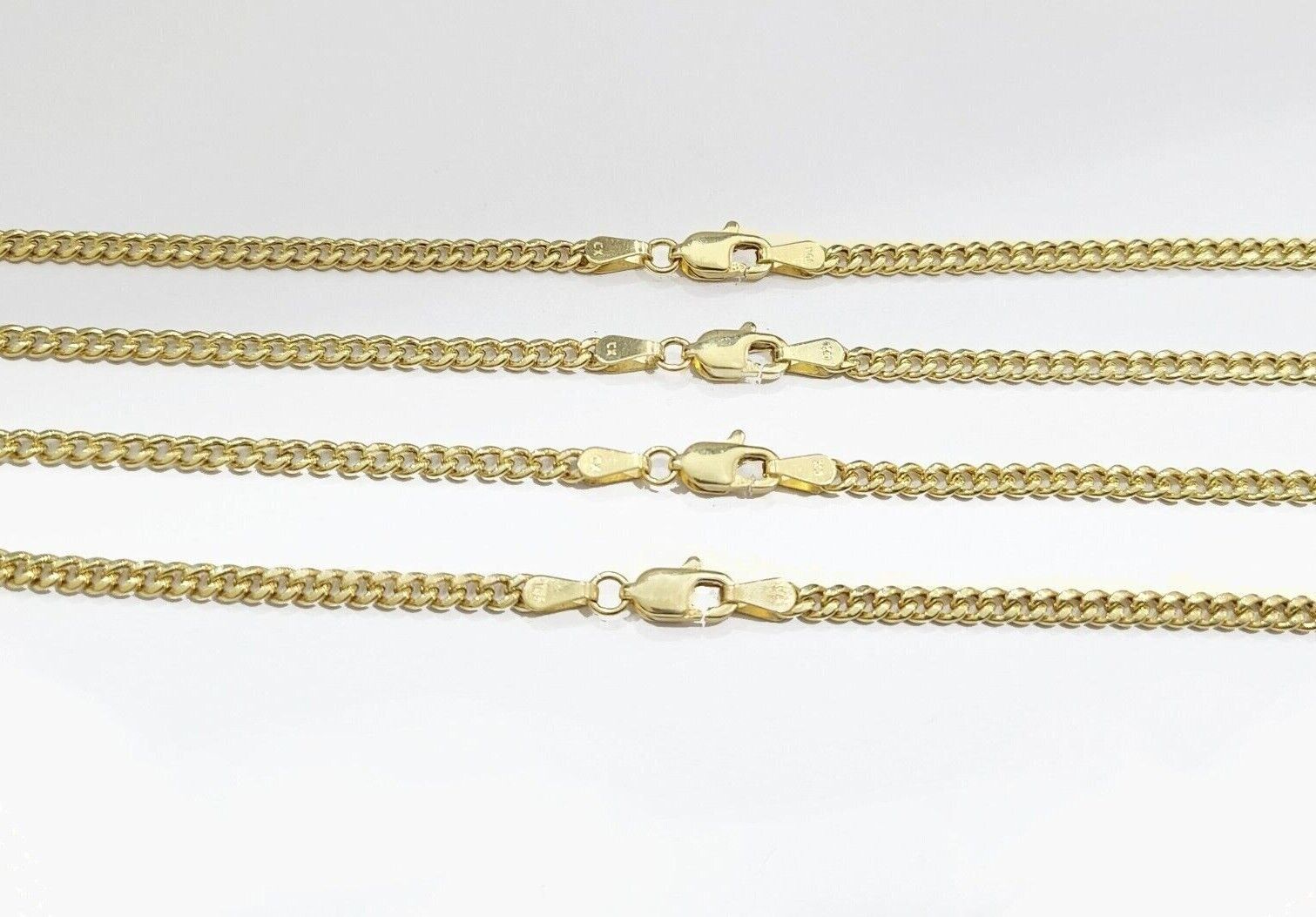 Real 10K Yellow Gold Miami Cuban Chain 3mm Necklace 18 - 30'' Inches Lobster 10kt - GoldenlinQ