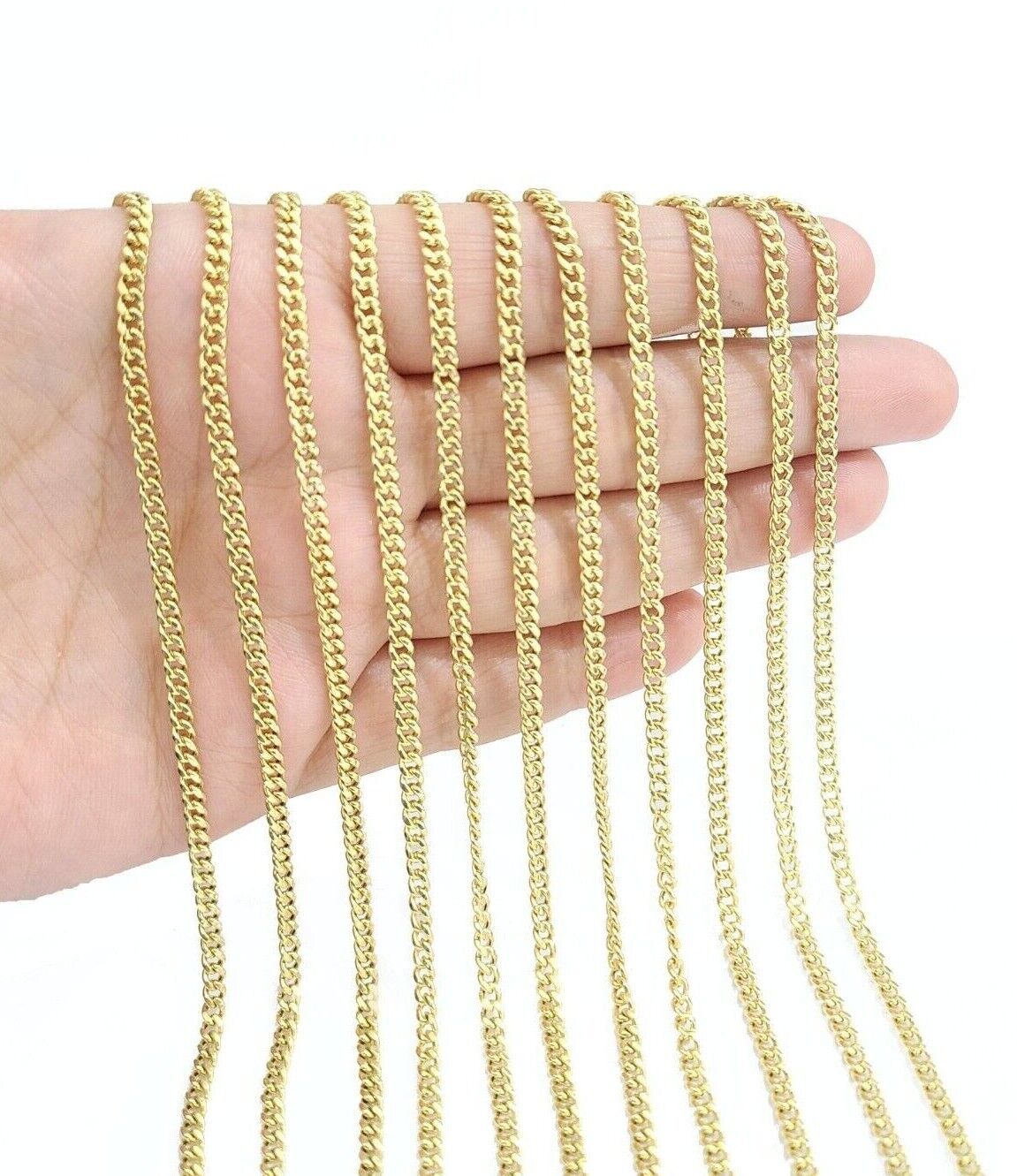 Real 10K Yellow Gold Miami Cuban Chain 3mm Necklace 18 - 30'' Inches Lobster 10kt - GoldenlinQ
