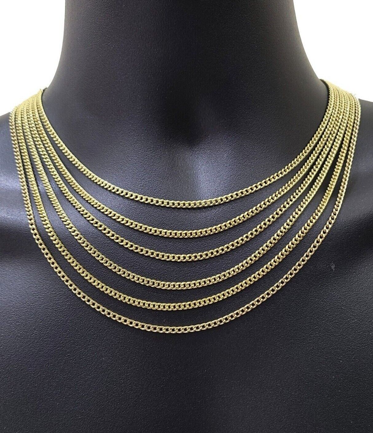 Real 10K Yellow Gold Miami Cuban Chain 4mm Necklace 18 - 24" Inches Lobster 10kt - GoldenlinQ