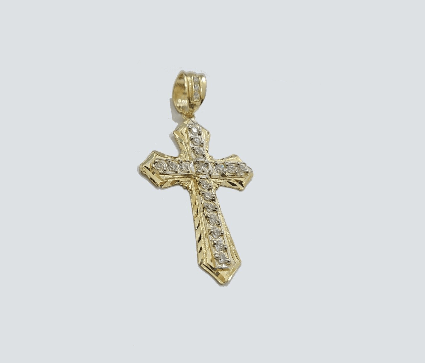 Real 10k Yellow Gold Miami Cuban Chain 5mm 20" inch Necklace Jesus Cross Charm - GoldenlinQ