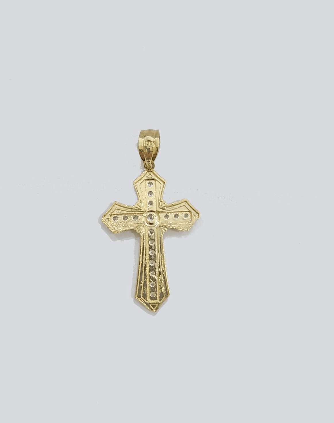 Real 10k Yellow Gold Miami Cuban Chain 5mm 24" inch Necklace Jesus Cross Charm - GoldenlinQ