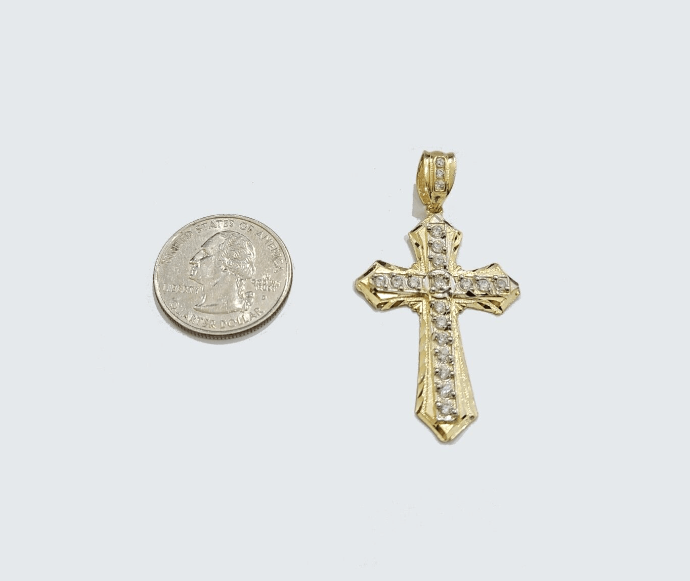 Real 10k Yellow Gold Miami Cuban Chain 5mm 28" inch Necklace Jesus Cross Charm - GoldenlinQ