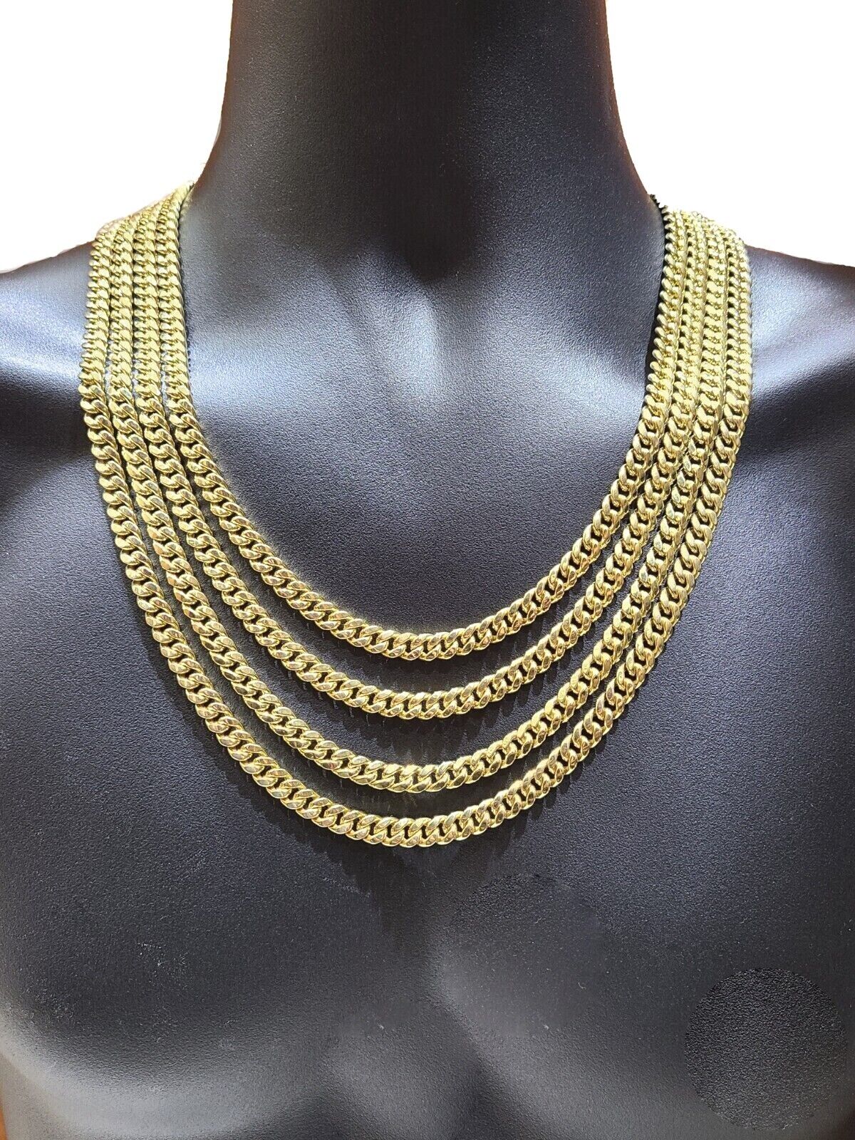 Real 10K Yellow Gold Miami Cuban Chain 6mm Necklace 20 - 30'' Inches Box 10kt - GoldenlinQ