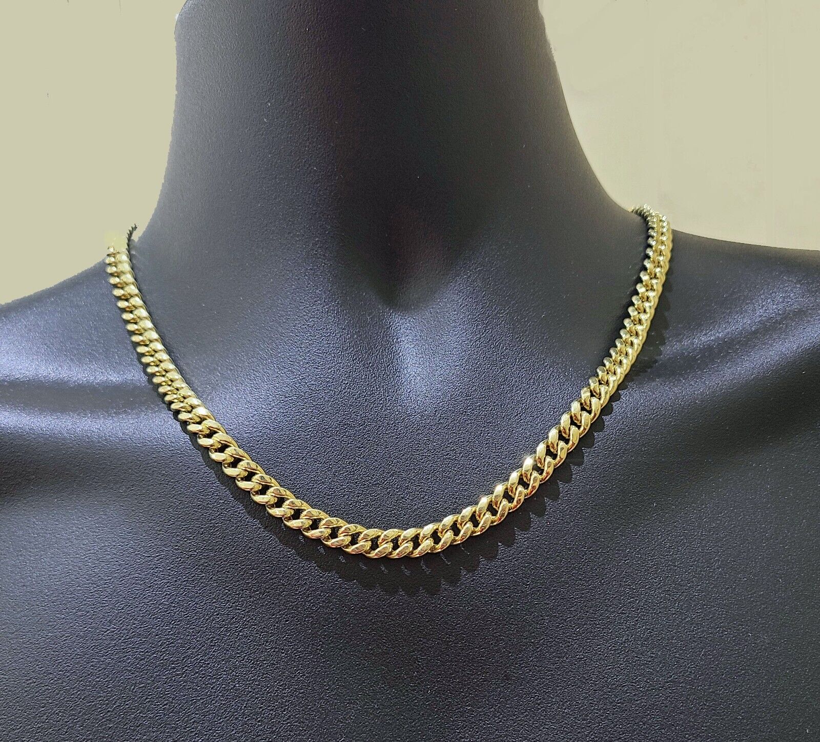 Real 10k Yellow Gold Miami Cuban Chain 7mm Necklace 18'' - 28'' inch 10kt Unisex - GoldenlinQ