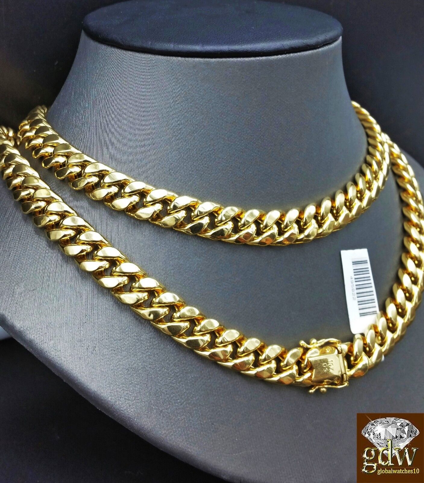 Real 10K Yellow Gold Miami Cuban Chain 9mm 30Inch,Box/Lobster Clasp,Strong Link - GoldenlinQ