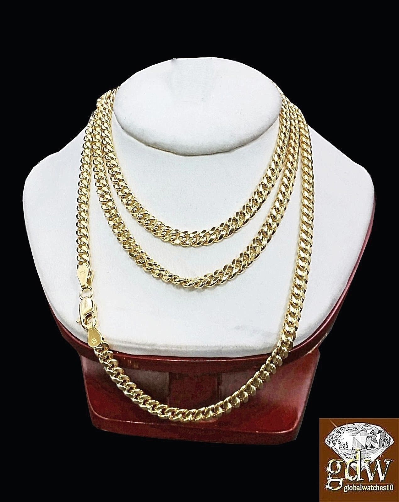 Real 10k Yellow Gold Miami Cuban Chain Necklace 20" 22" 24" 26" Inch Men Women - GoldenlinQ