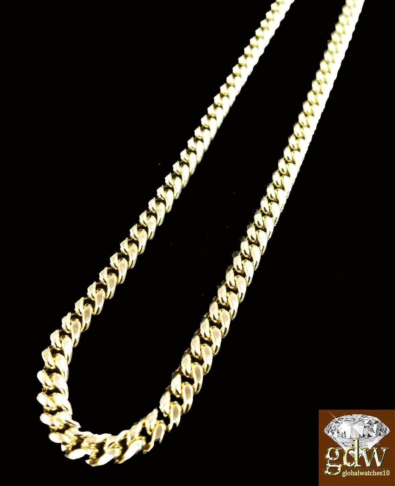 Real 10k Yellow Gold Miami Cuban Chain Necklace 20" 22" 24" 26" Inch Men Women - GoldenlinQ