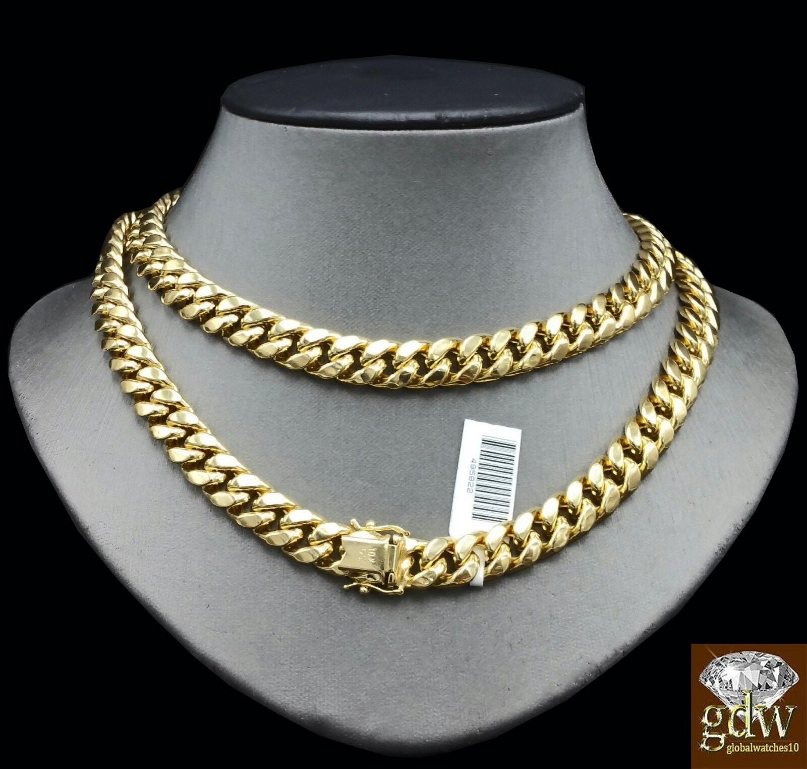 Real 10K Yellow Gold Miami Cuban Chain Necklace 9mm 28" Box Lobster Clasp - GoldenlinQ