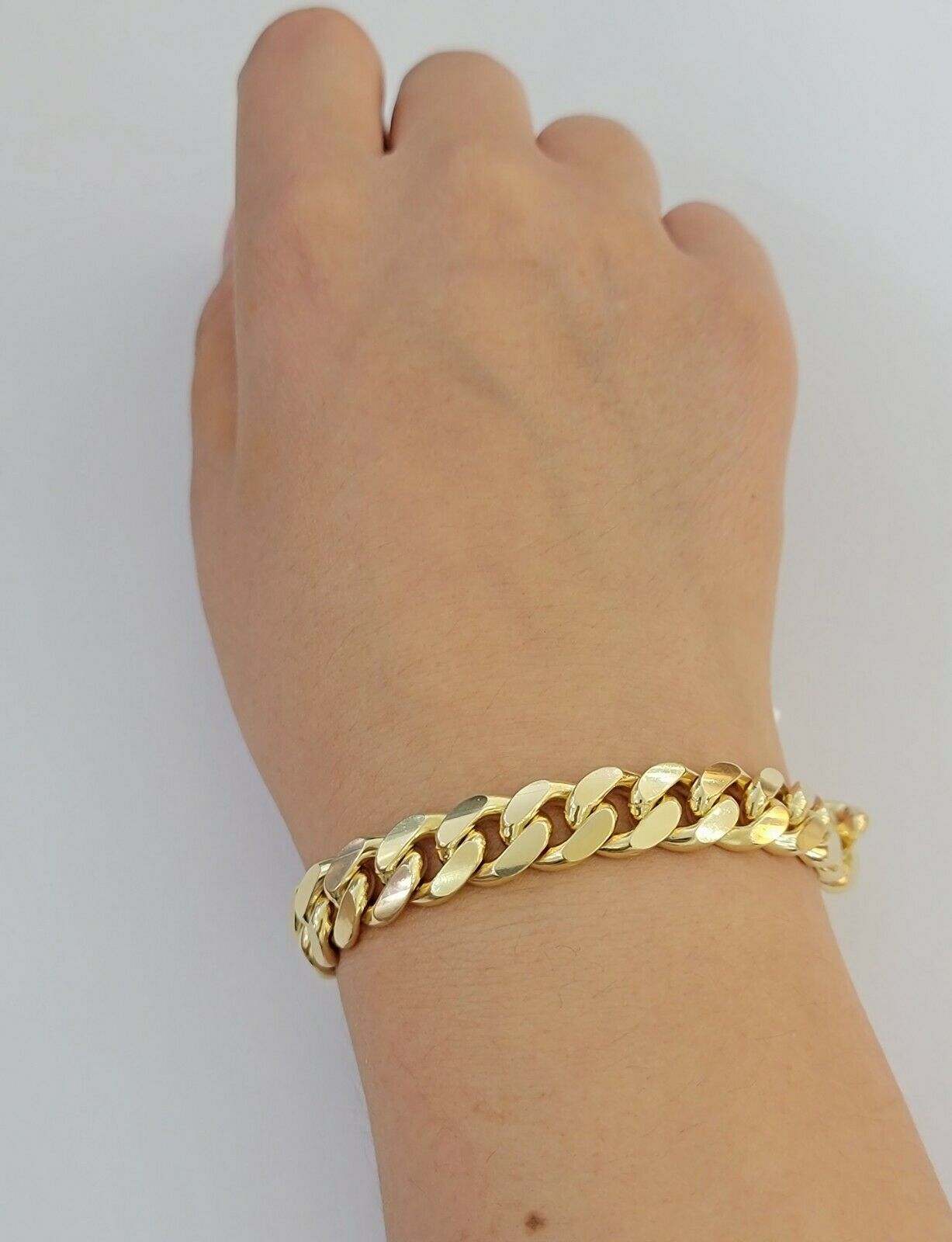 Real 10K Yellow Gold Miami Cuban Link Bracelet 11mm "9, Men's 10kt Strong SOLID - GoldenLinQ