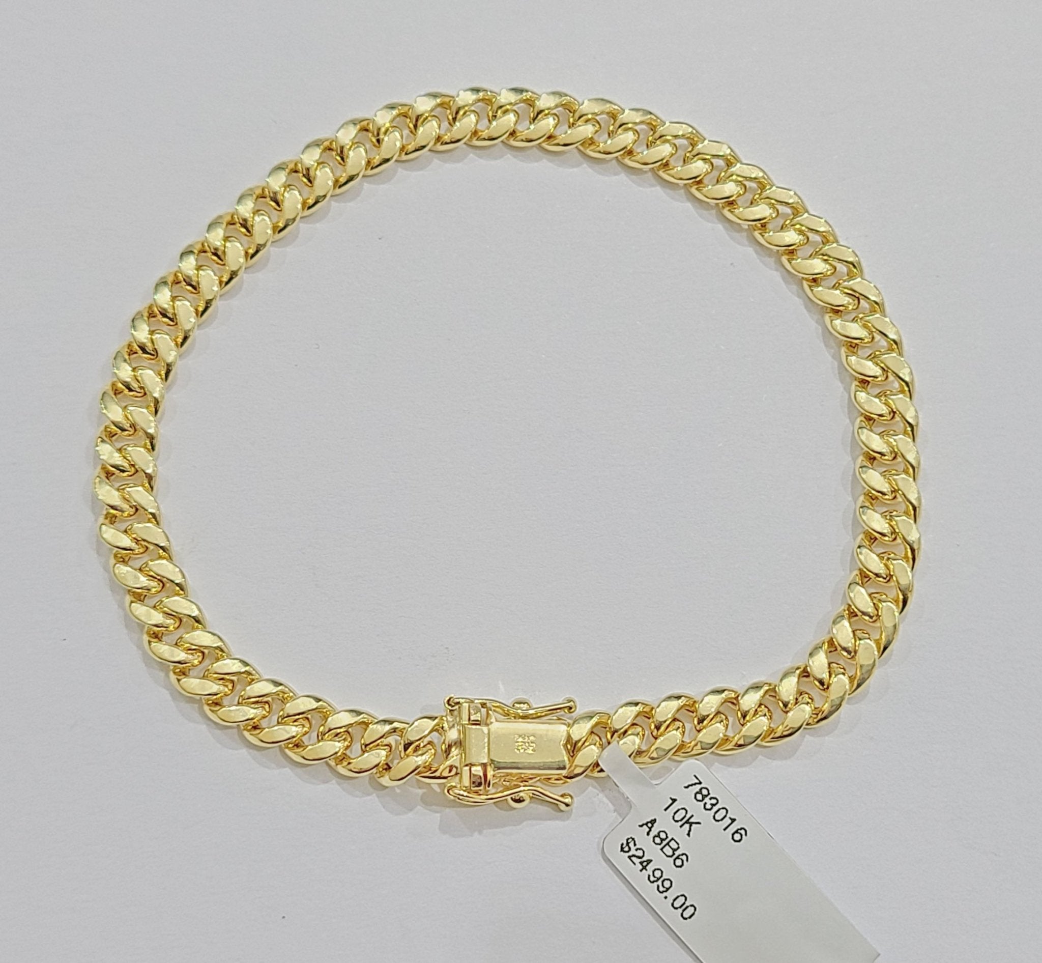 Real 10k Yellow Gold Miami Cuban Link Bracelet 9" inch 6mm 10kt Box Lock Men - GoldenlinQ