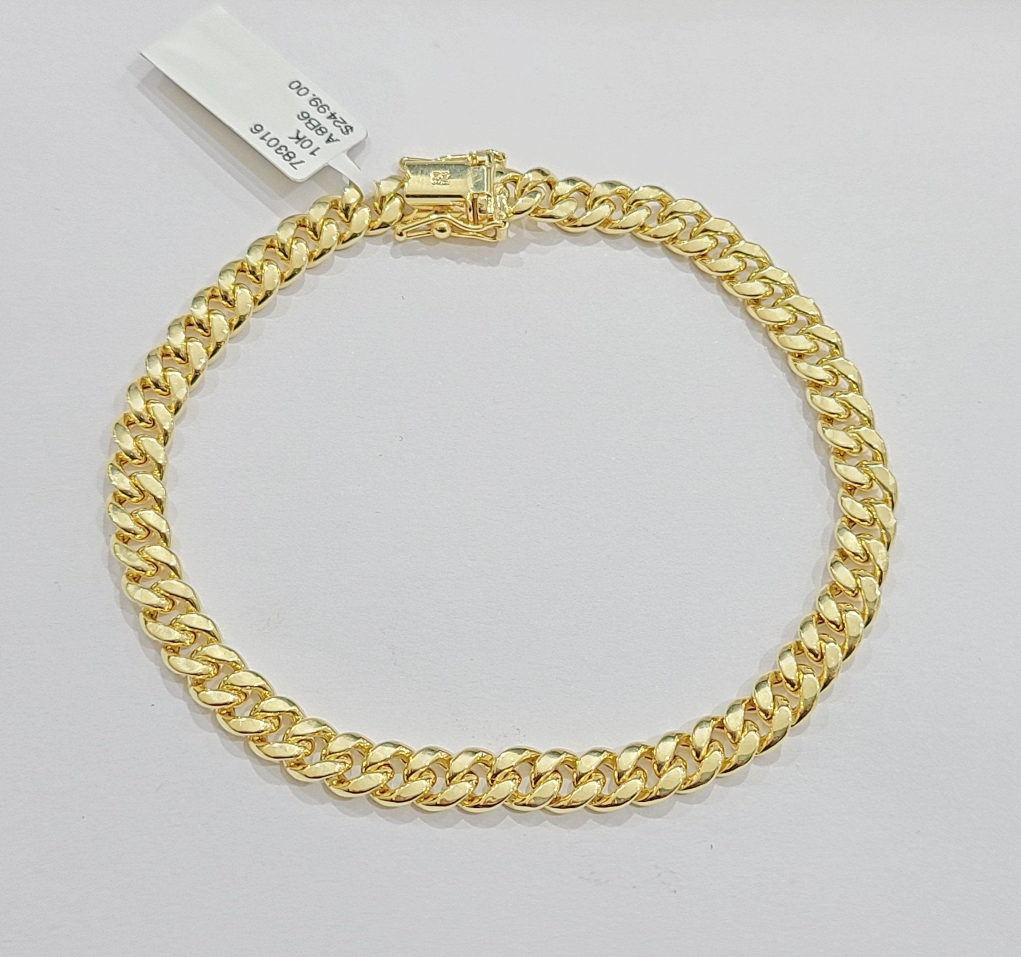 Real 10k Yellow Gold Miami Cuban Link Bracelet 9" inch 6mm 10kt Box Lock Men - GoldenlinQ