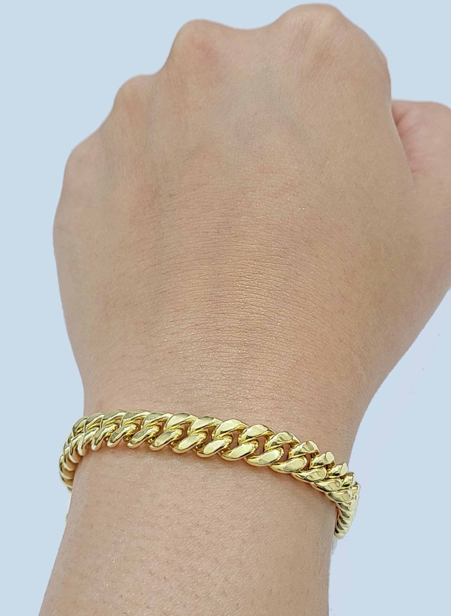 Real 10k Yellow Gold Miami Cuban Link Bracelet 9" inch 8mm 10kt Box Lock Men - GoldenlinQ