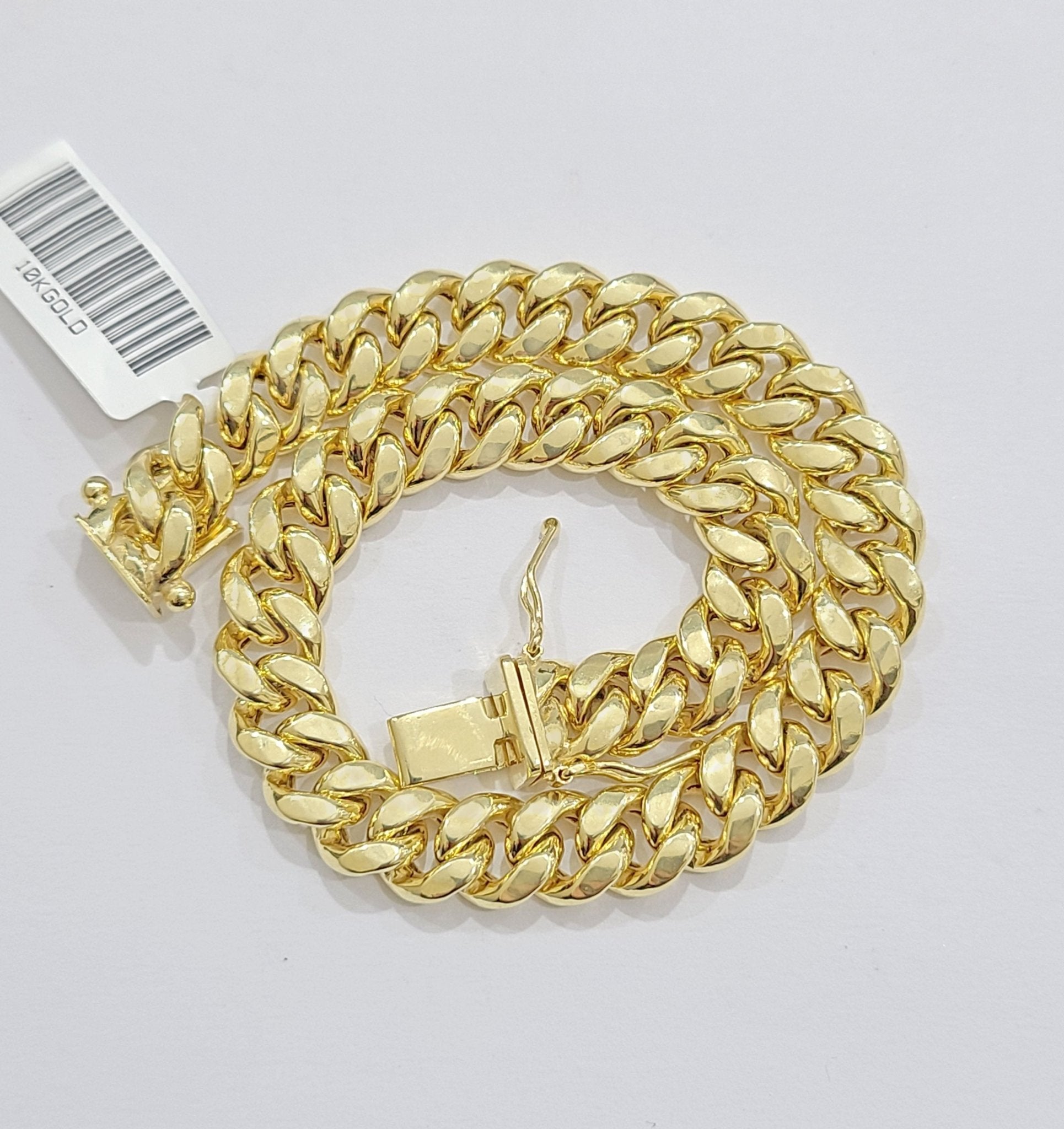 Real 10k Yellow Gold Miami Cuban Link Bracelet 9" inch 8mm 10kt Box Lock Men - GoldenlinQ