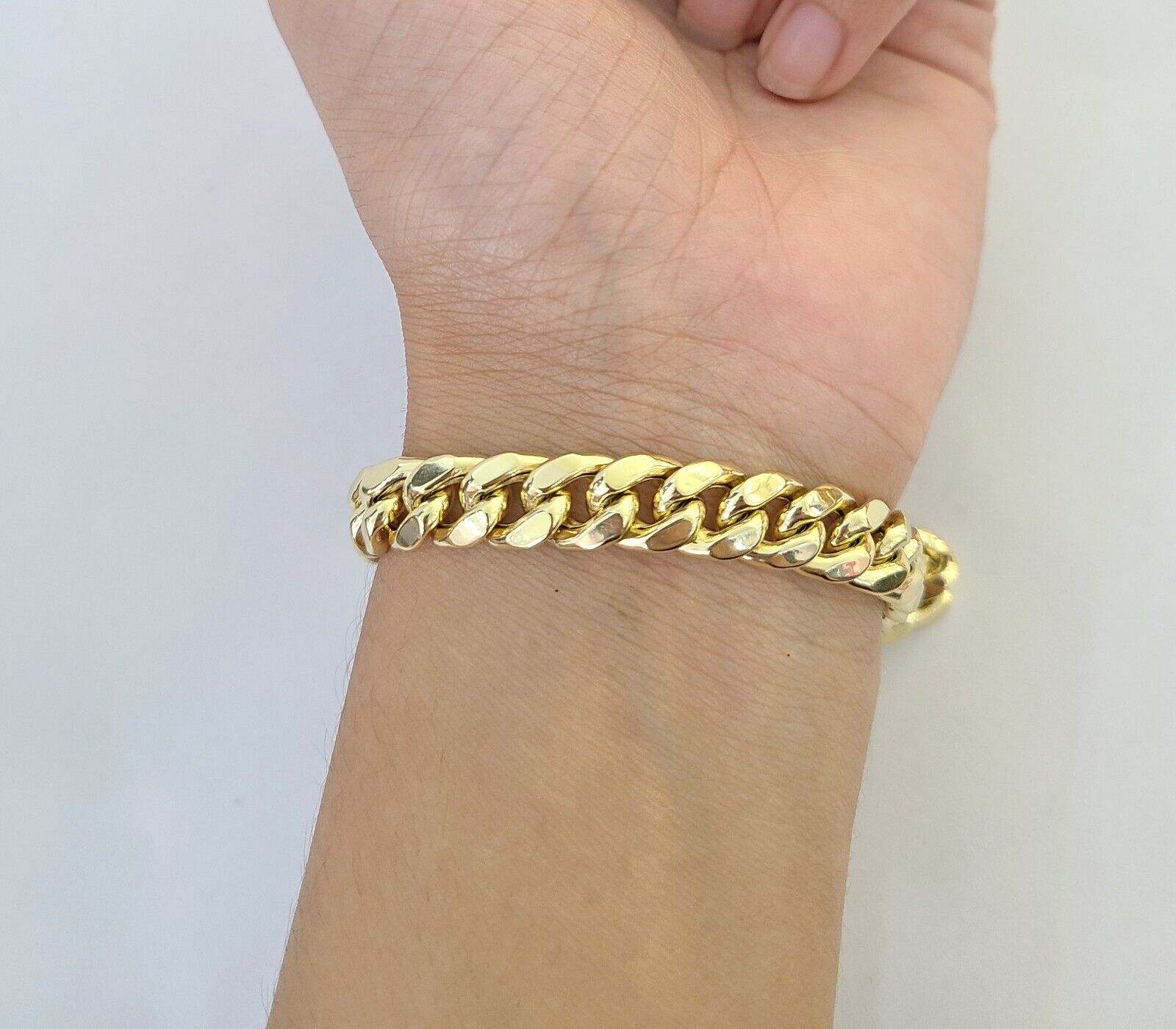 Real 10k Yellow Gold Miami Cuban Link Bracelet 9 Inch 8mm Box Lock Clasp Link - GoldenlinQ