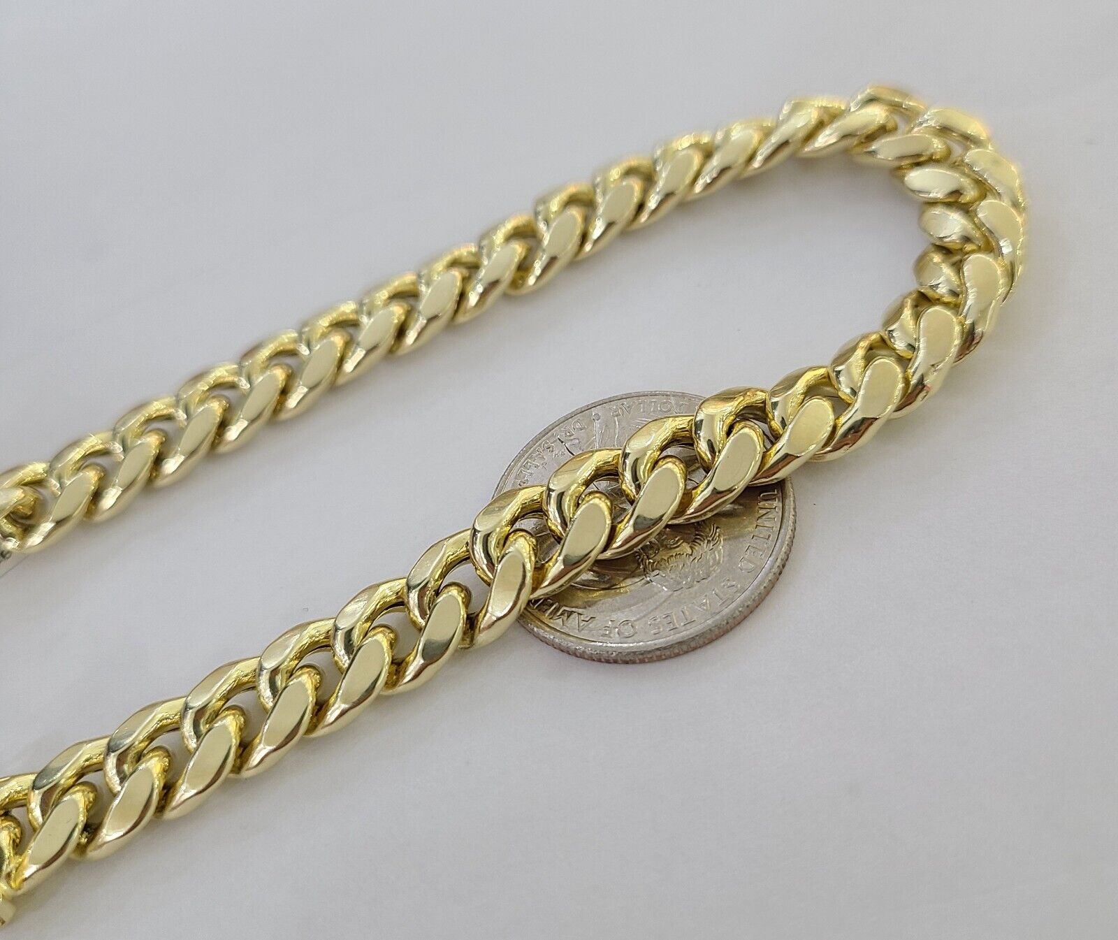 Real 10k Yellow Gold Miami Cuban Link Bracelet 9 Inch 8mm Box Lock Clasp Link - GoldenlinQ