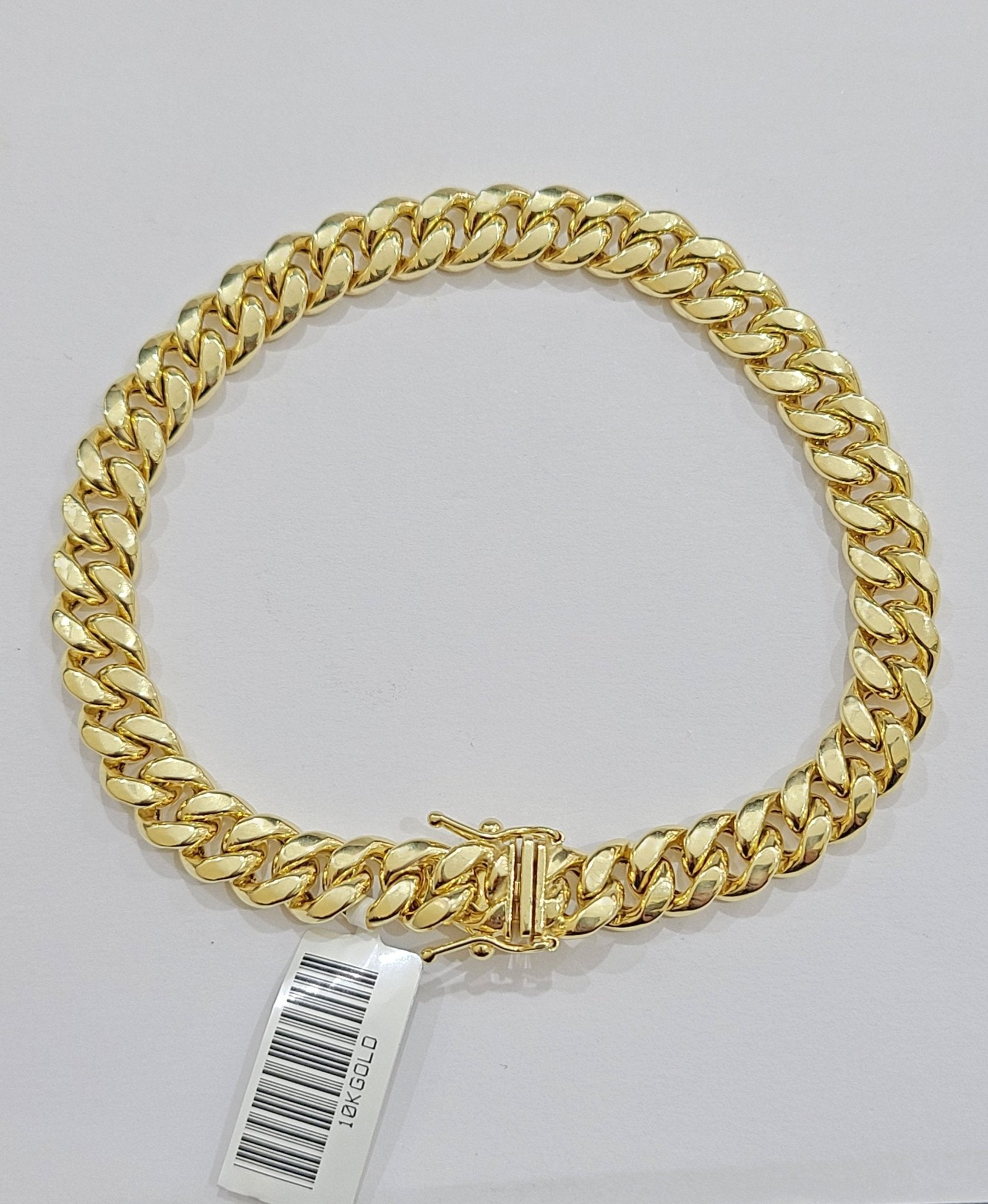 Real 10k Yellow Gold Miami Cuban Link Bracelet 9.5" inch 8mm 10kt Box Lock Men - GoldenlinQ
