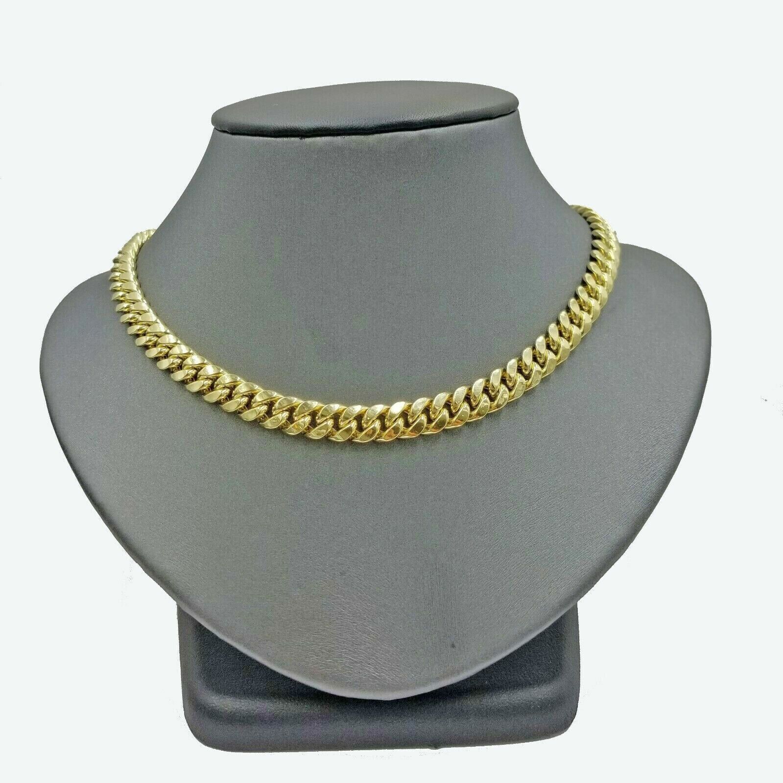 Real 10K Yellow Gold Miami Cuban Link Chain 8mm 22" Box Lock Necklace Men Women - GoldenlinQ