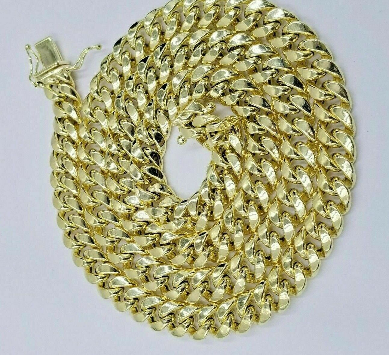 Real 10K Yellow Gold Miami Cuban Link Chain 8mm 22" Box Lock Necklace Men Women - GoldenlinQ
