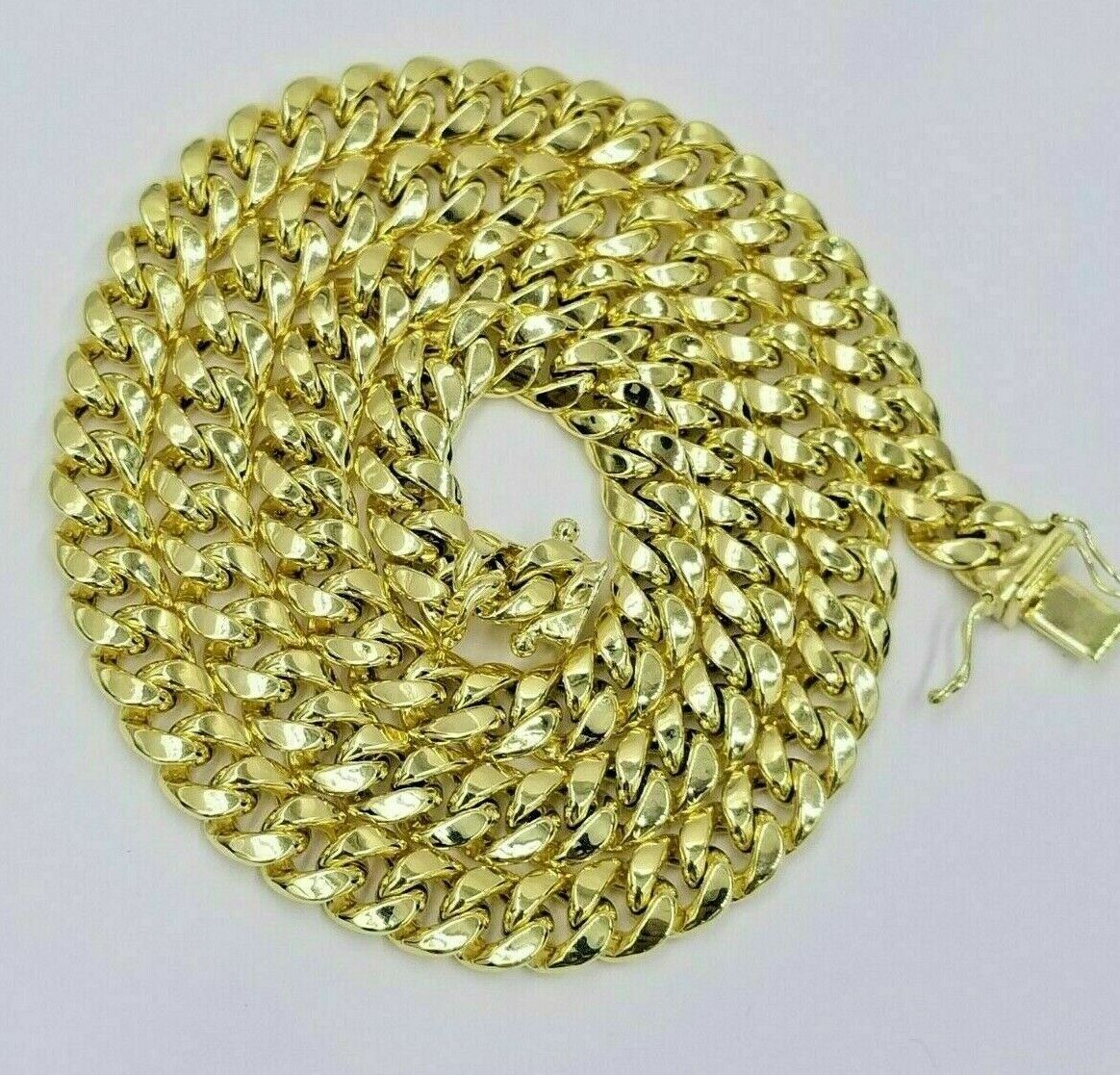 Real 10K Yellow Gold Miami Cuban Link Chain 8mm 22" Box Lock Necklace Men Women - GoldenlinQ