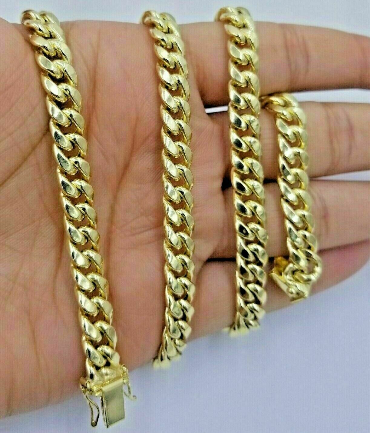 Real 10K Yellow Gold Miami Cuban Link Chain 8mm 22" Box Lock Necklace Men Women - GoldenlinQ