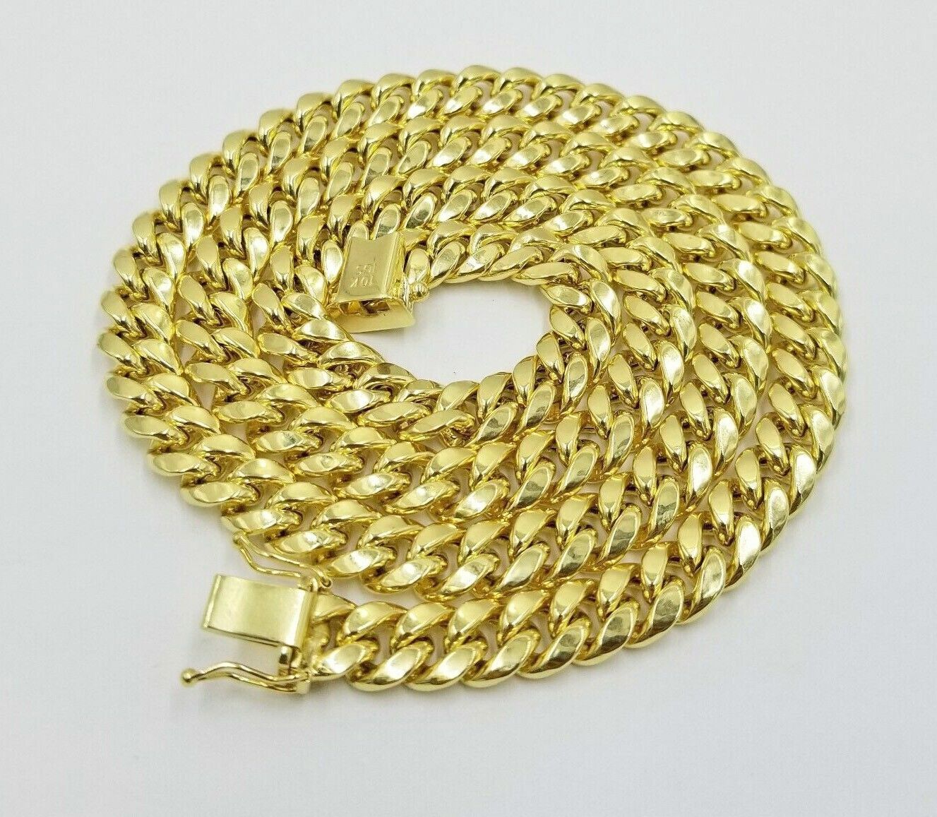 Real 10K Yellow Gold Miami Cuban Link Chain 8mm 22" Box Lock Necklace Men Women - GoldenlinQ
