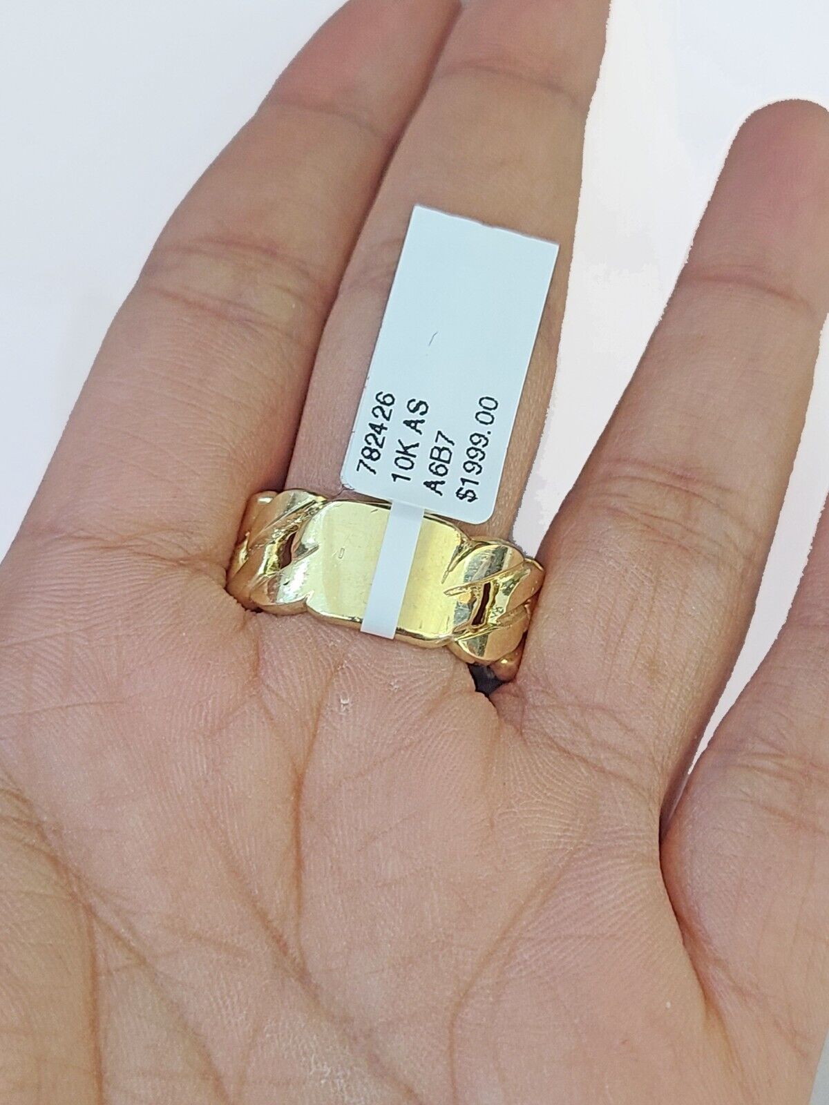 REAL 10K Yellow Gold Miami Cuban Ring Band Style Rings Men Women Pinky - GoldenlinQ