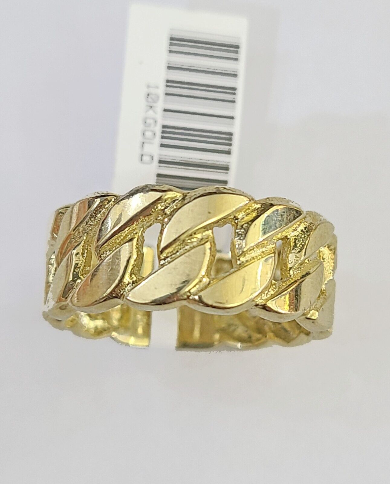 REAL 10K Yellow Gold Miami Cuban Ring Band Style Rings Men Women Pinky - GoldenlinQ