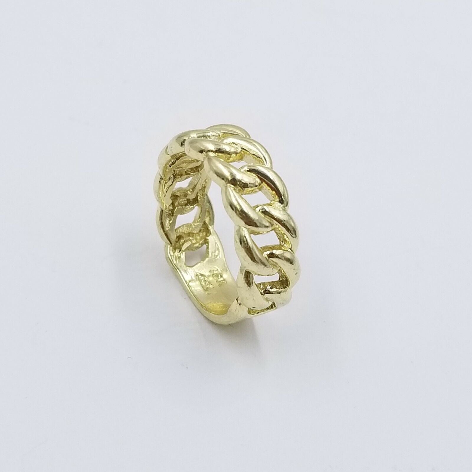 REAL 10K Yellow Gold Miami Cuban Ring Band Style Sizable Rings Men Women Pinky - GoldenlinQ