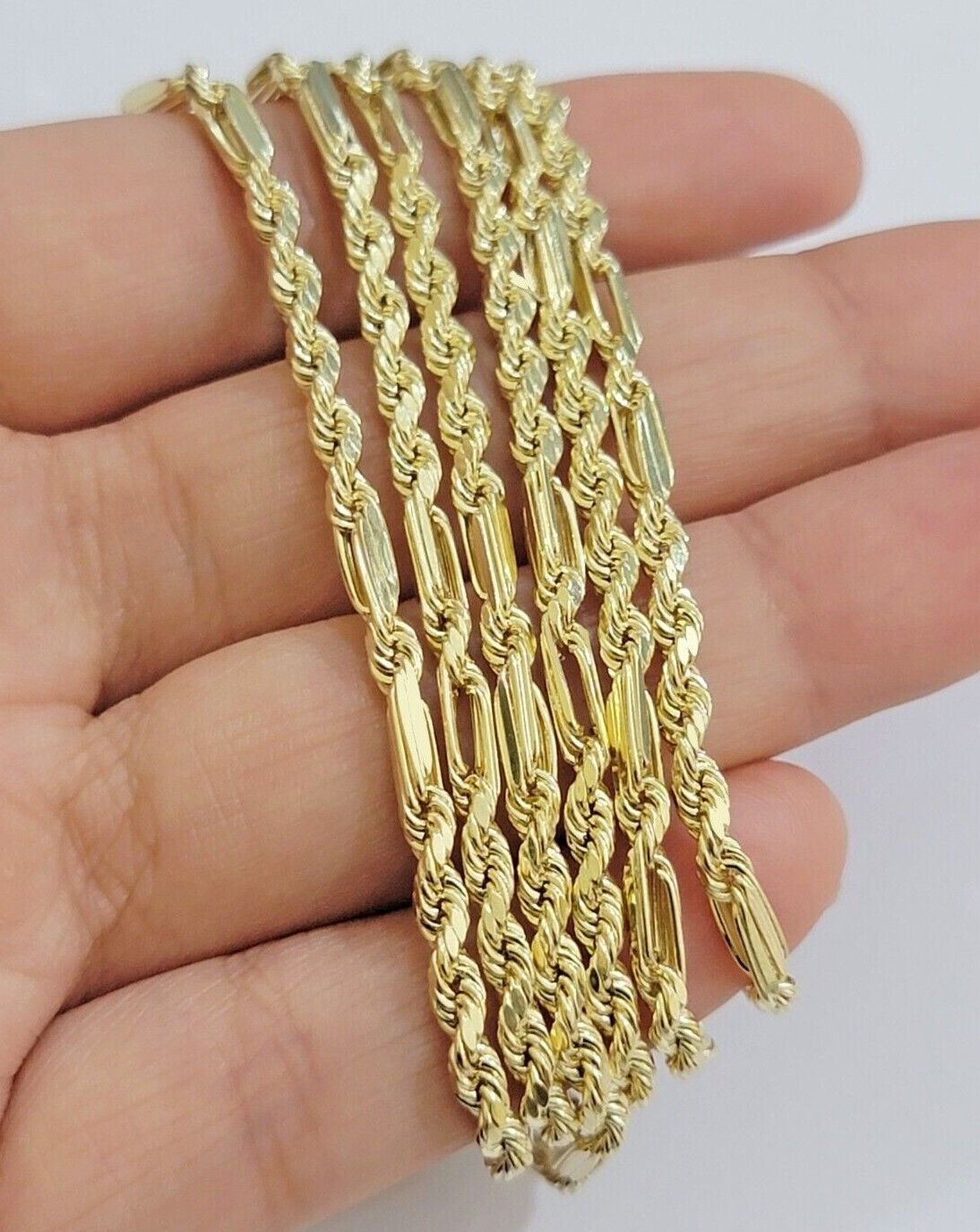 Real 10k Yellow Gold Milano Rope Chain Necklace 18" - 24"Inches 3mm 10kt Men Women - GoldenlinQ