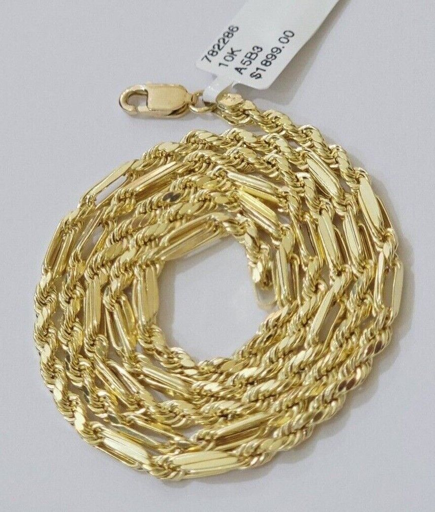 Real 10k Yellow Gold Milano Rope Chain Necklace 18" - 24"Inches 3mm 10kt Men Women - GoldenlinQ
