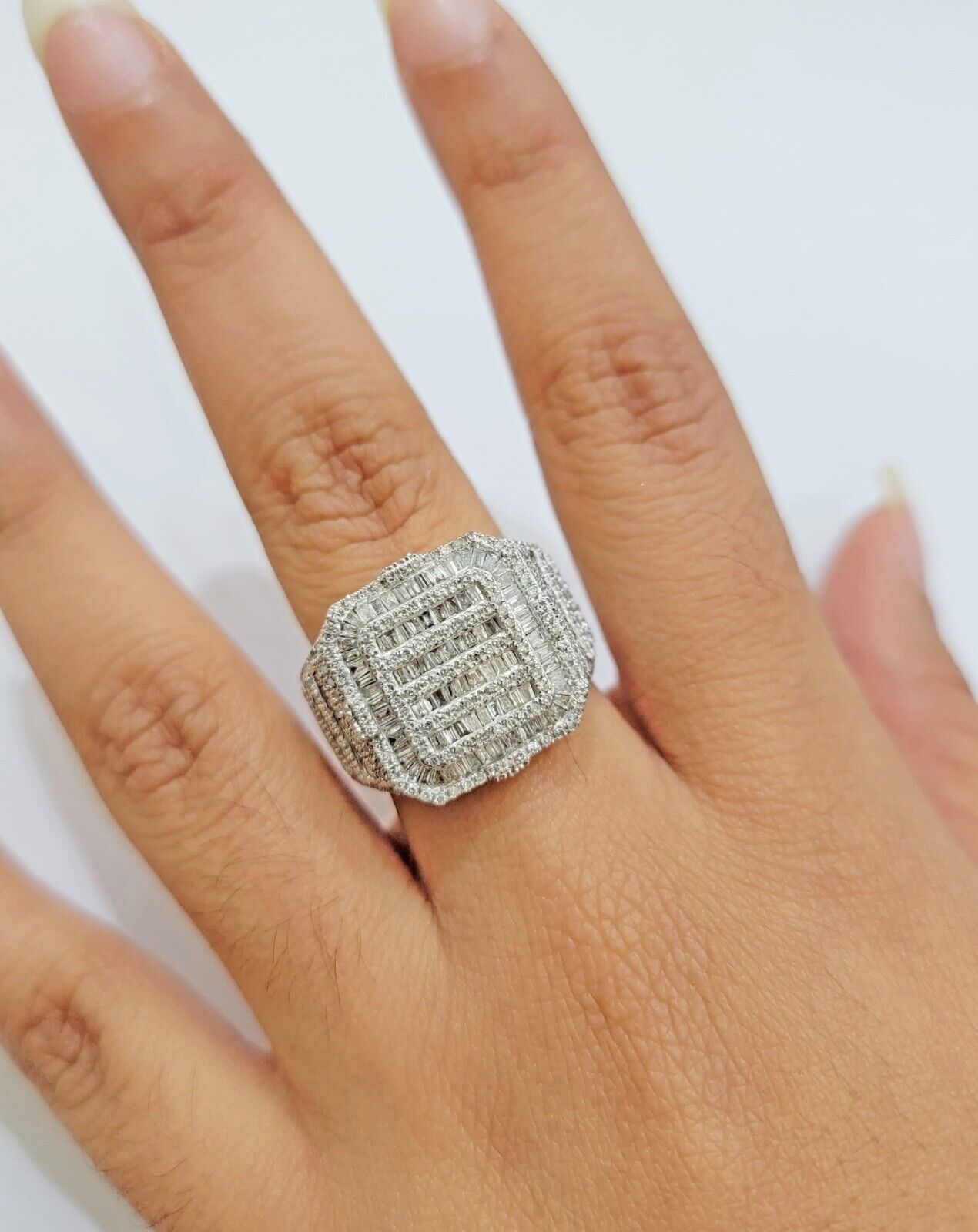 Real 10k Yellow Gold Natural Diamond Men Ring Round Baguette Dia Style Free Ship - GoldenlinQ