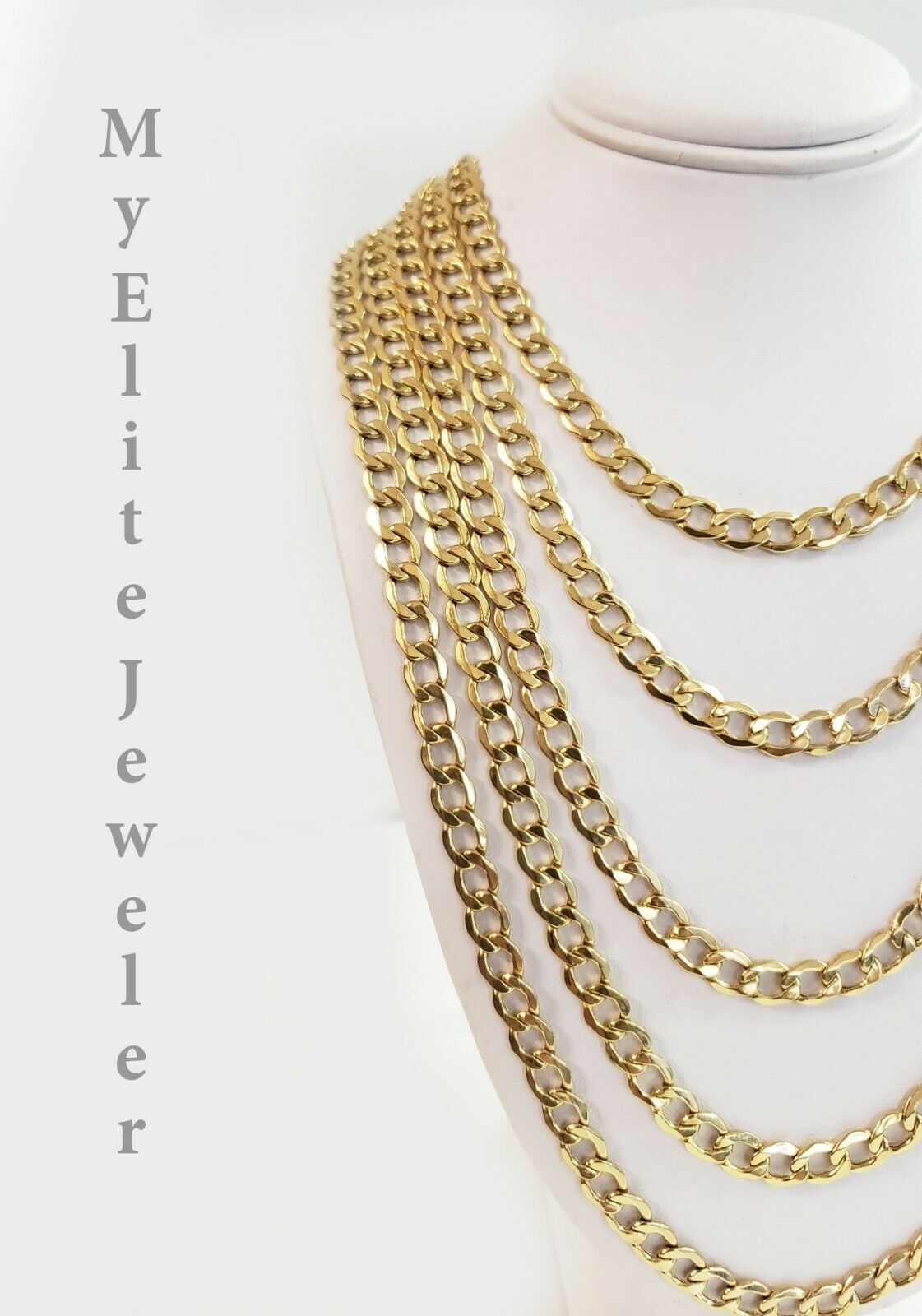 REAL 10k Yellow Gold Necklace 5mm Cuban Curb Link 18" 20" 22 24 26 28 Inch Chain - GoldenlinQ