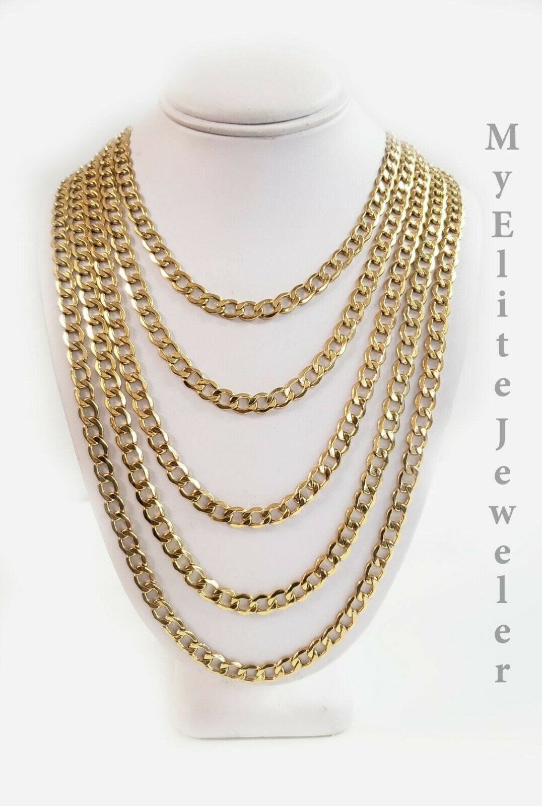 REAL 10k Yellow Gold Necklace 5mm Cuban Curb Link 18" 20" 22 24 26 28 Inch Chain - GoldenlinQ