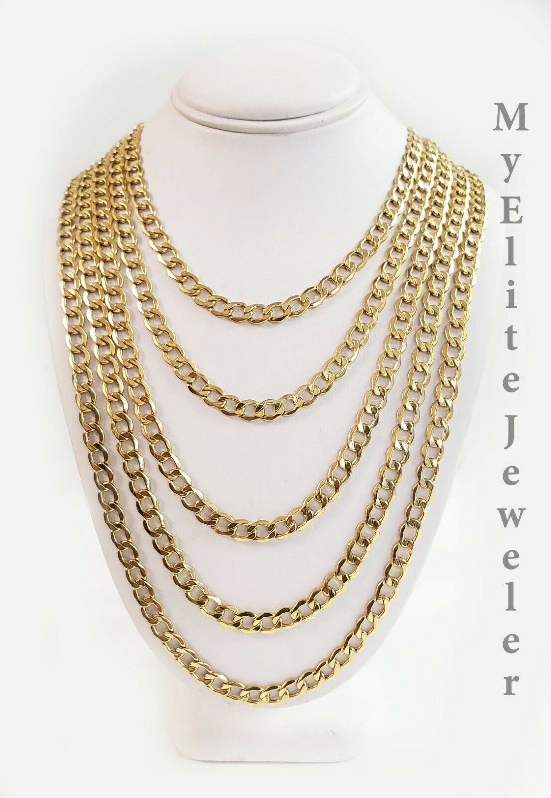REAL 10k Yellow Gold Necklace 5mm Cuban Curb Link 18" 20" 22 24 26 28 Inch Chain - GoldenlinQ