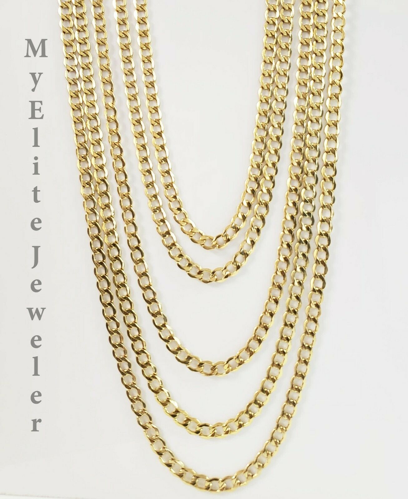 REAL 10k Yellow Gold Necklace 5mm Cuban Curb Link 18" 20" 22 24 26 28 Inch Chain - GoldenlinQ