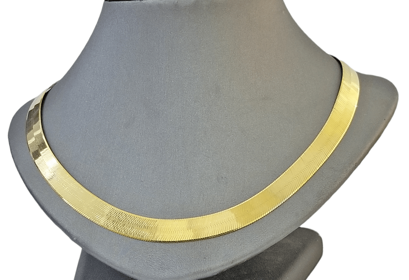 Real 10k Yellow Gold Necklace 8mm Herringbone Chain 18'' inches Unisex - GoldenlinQ