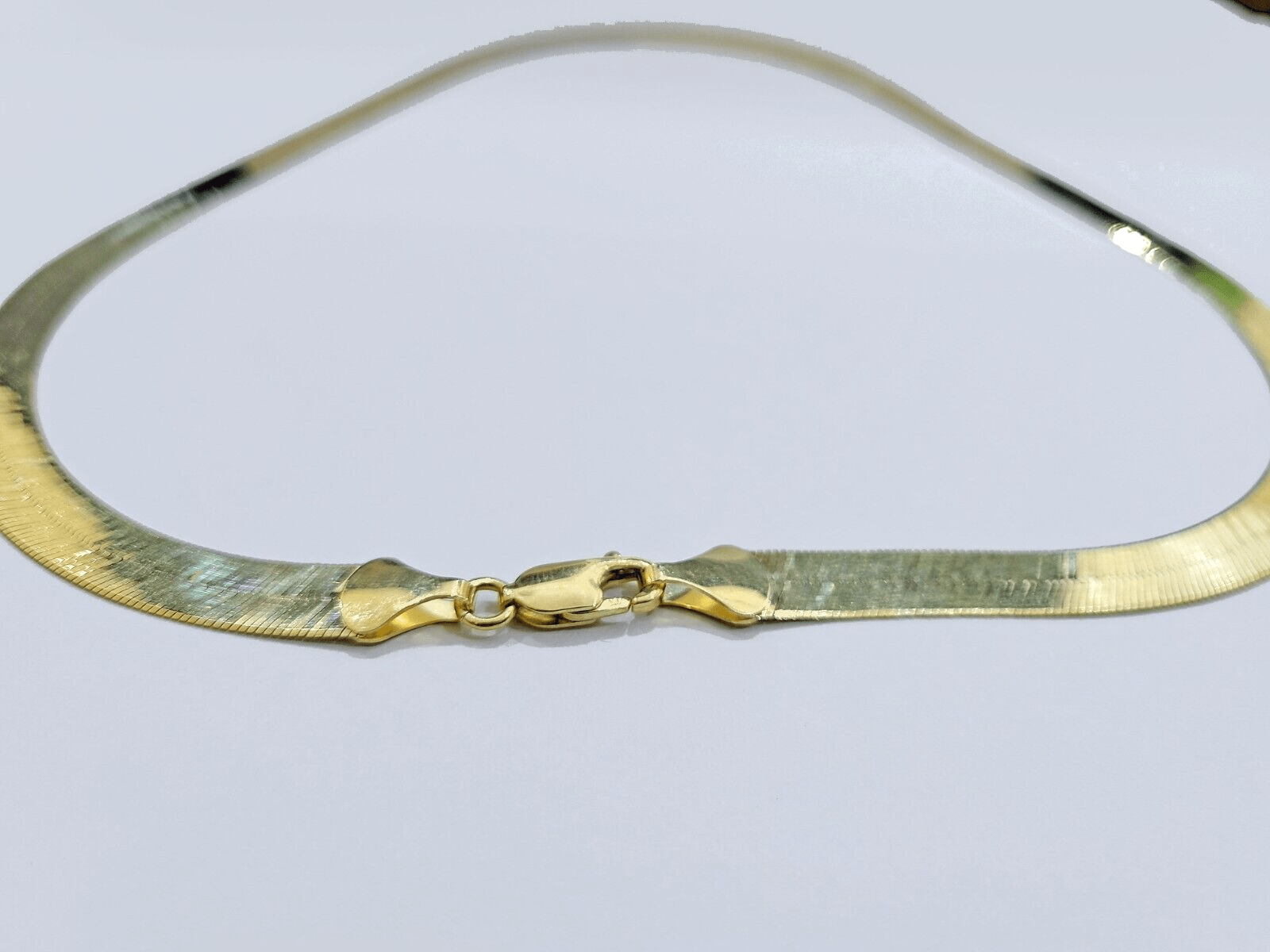 Real 10k Yellow Gold Necklace 8mm Herringbone Chain 18'' inches Unisex - GoldenlinQ