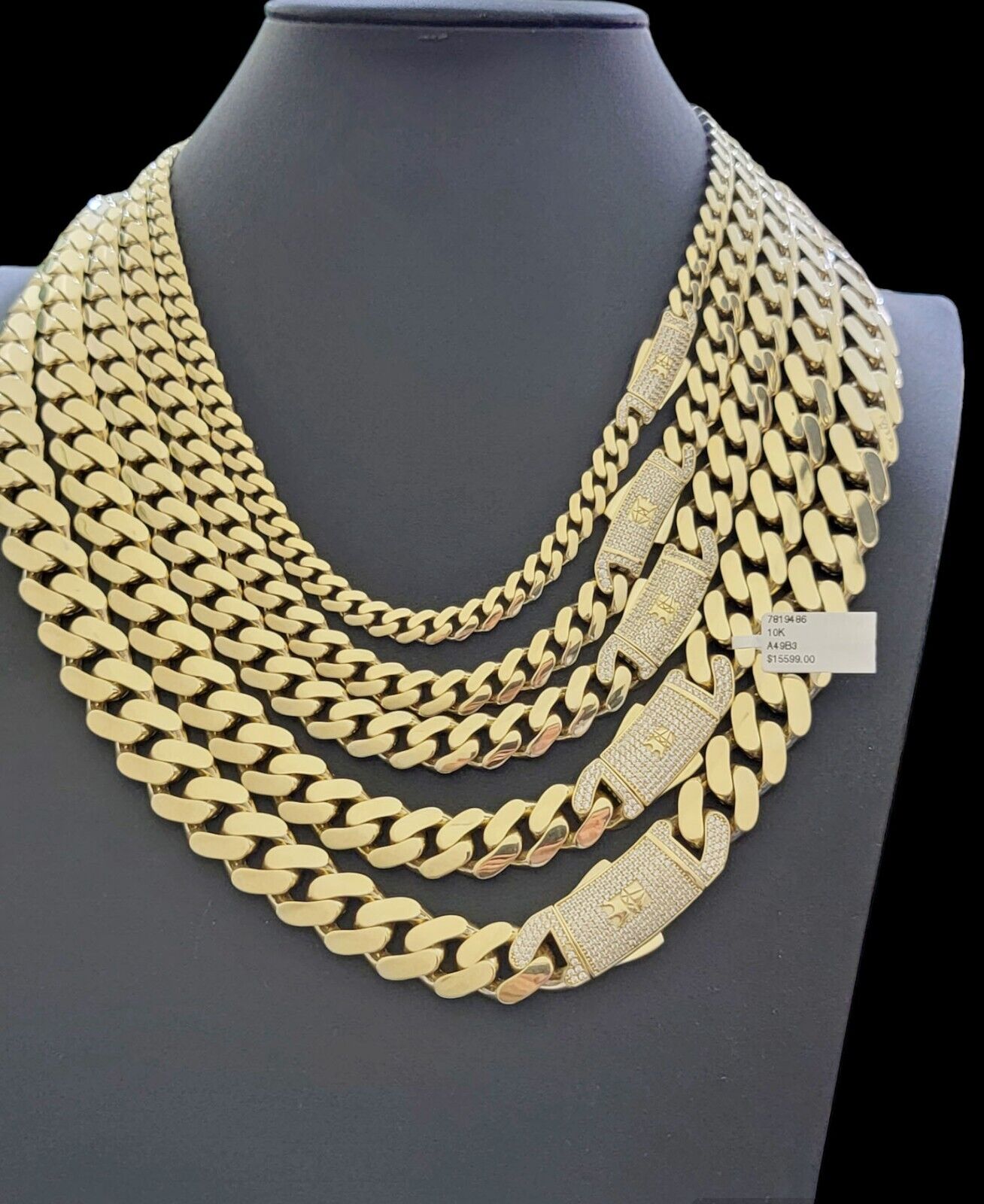 Real 10k Yellow Gold Necklace Link Chain Royal Cuban 7mm - 15mm 20 22 24 26 Inch - GoldenlinQ