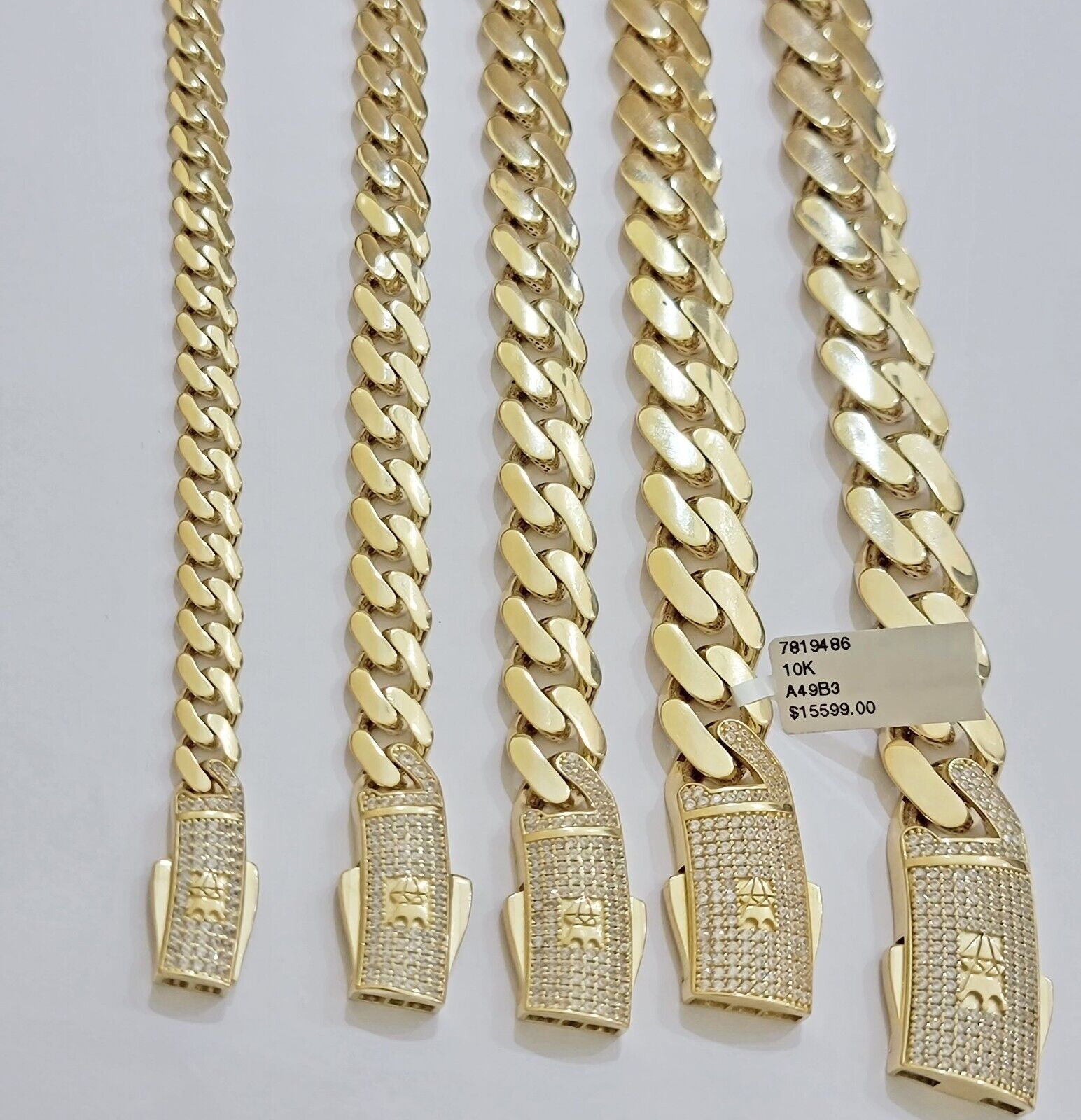 Real 10k Yellow Gold Necklace Link Chain Royal Cuban 7mm - 15mm 20 22 24 26 Inch - GoldenlinQ