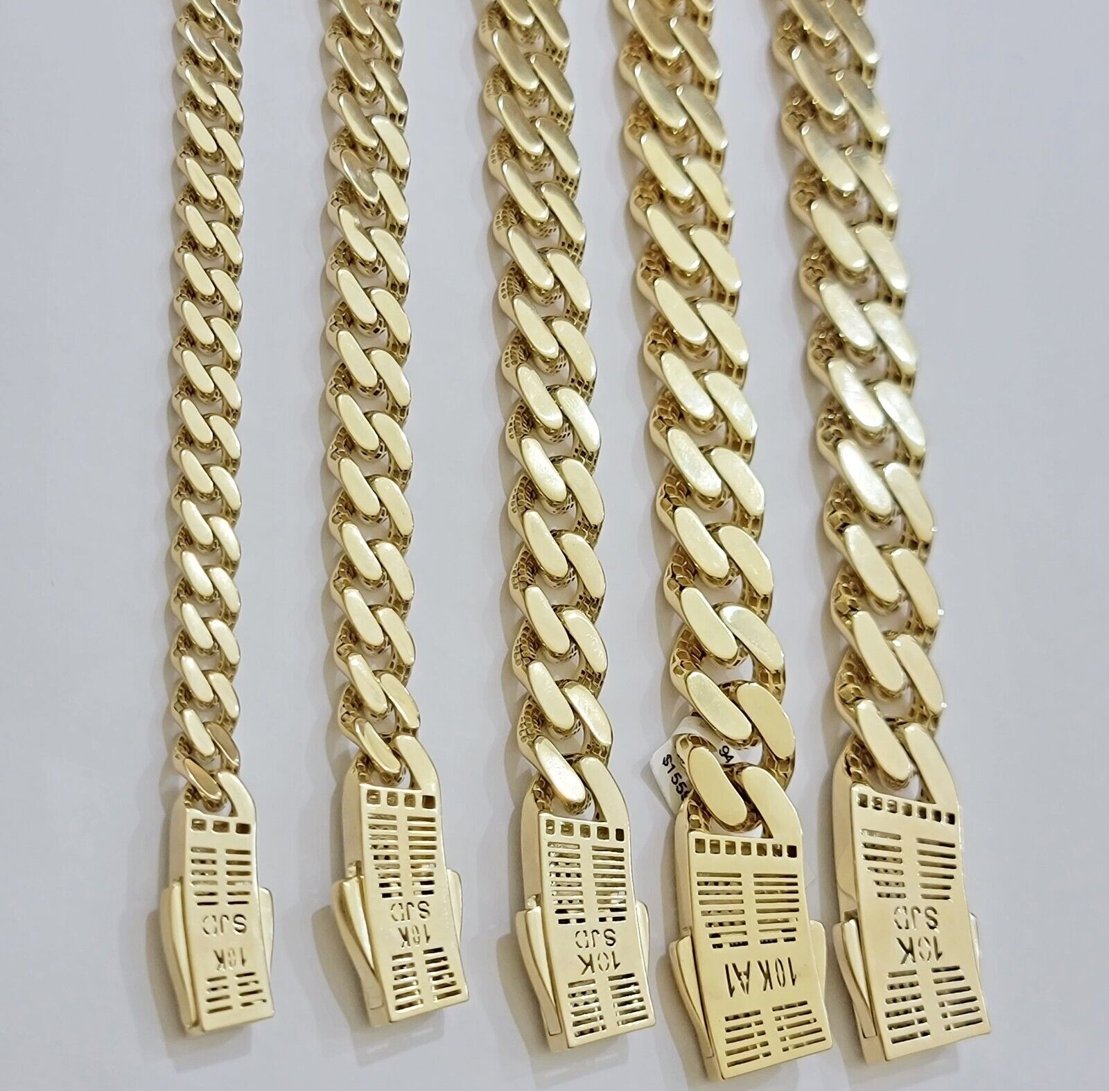 Real 10k Yellow Gold Necklace Link Chain Royal Cuban 7mm - 15mm 20 22 24 26 Inch - GoldenlinQ