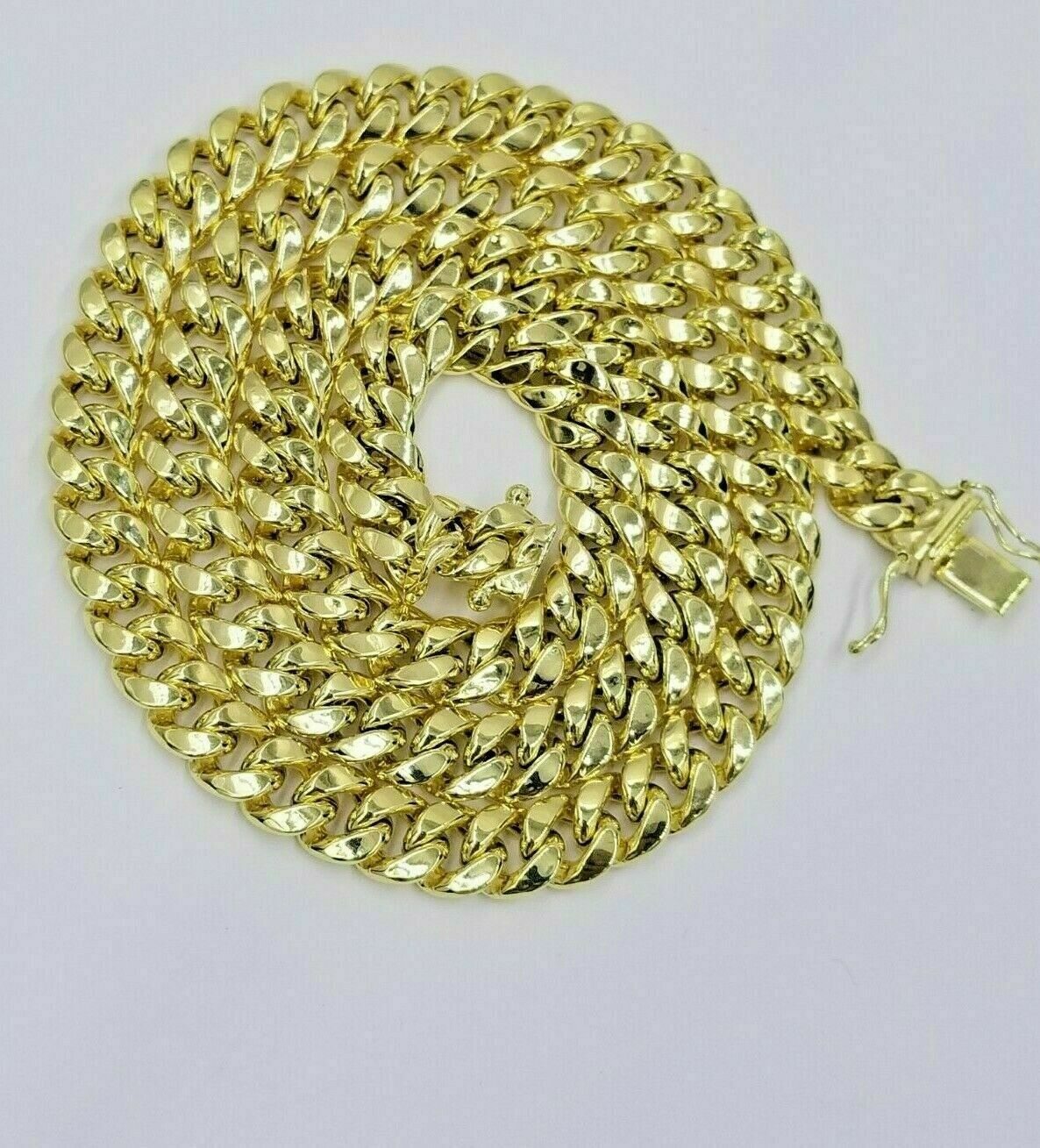 REAL 10k Yellow Gold Necklace Mens Chain Miami Cuban Link 18 Inch - 30" 6mm 7mm 8mm 9mm - GoldenlinQ