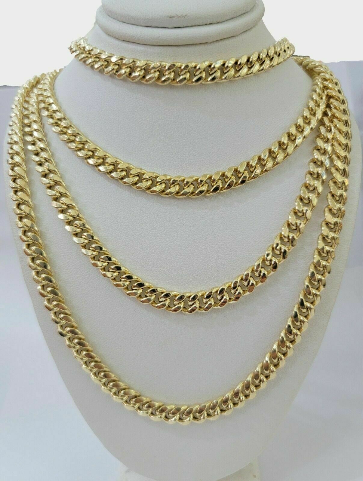 REAL 10k Yellow Gold Necklace Mens Chain Miami Cuban Link 18 Inch - 30" 6mm 7mm 8mm 9mm - GoldenlinQ