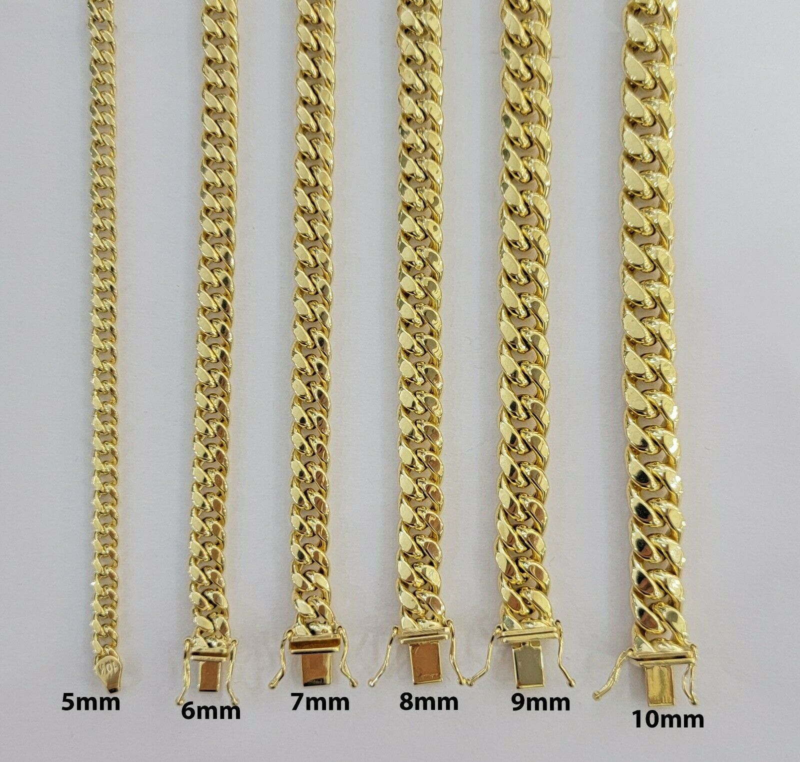 REAL 10k Yellow Gold Necklace Mens Chain Miami Cuban Link 18 Inch - 30" 6mm 7mm 8mm 9mm - GoldenlinQ