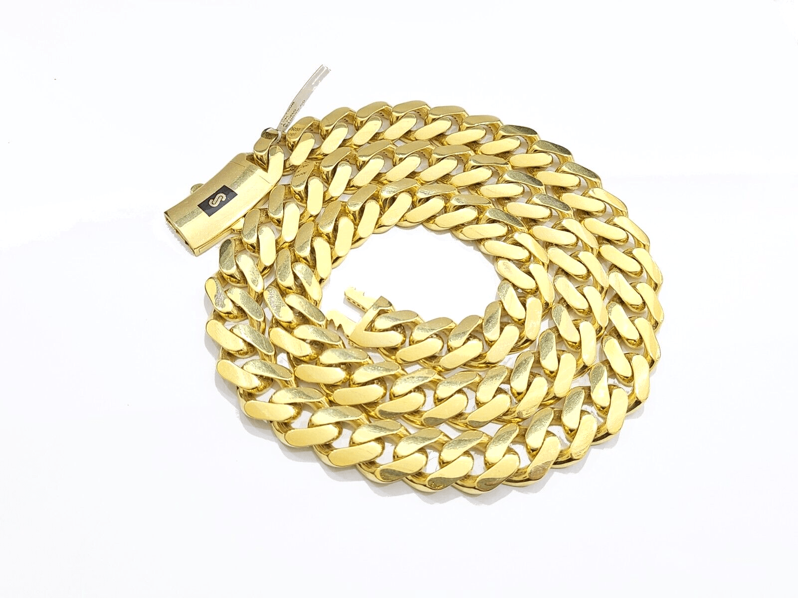 Real 10k Yellow Gold Necklace Monaco Chain 15mm 30" inch 10kt Unisex Chain - GoldenlinQ