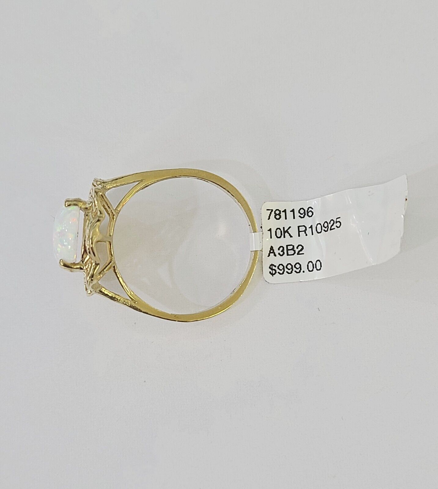 REAL 10K Yellow Gold Opal Ring Band Style Rings Women Genuine - GoldenlinQ